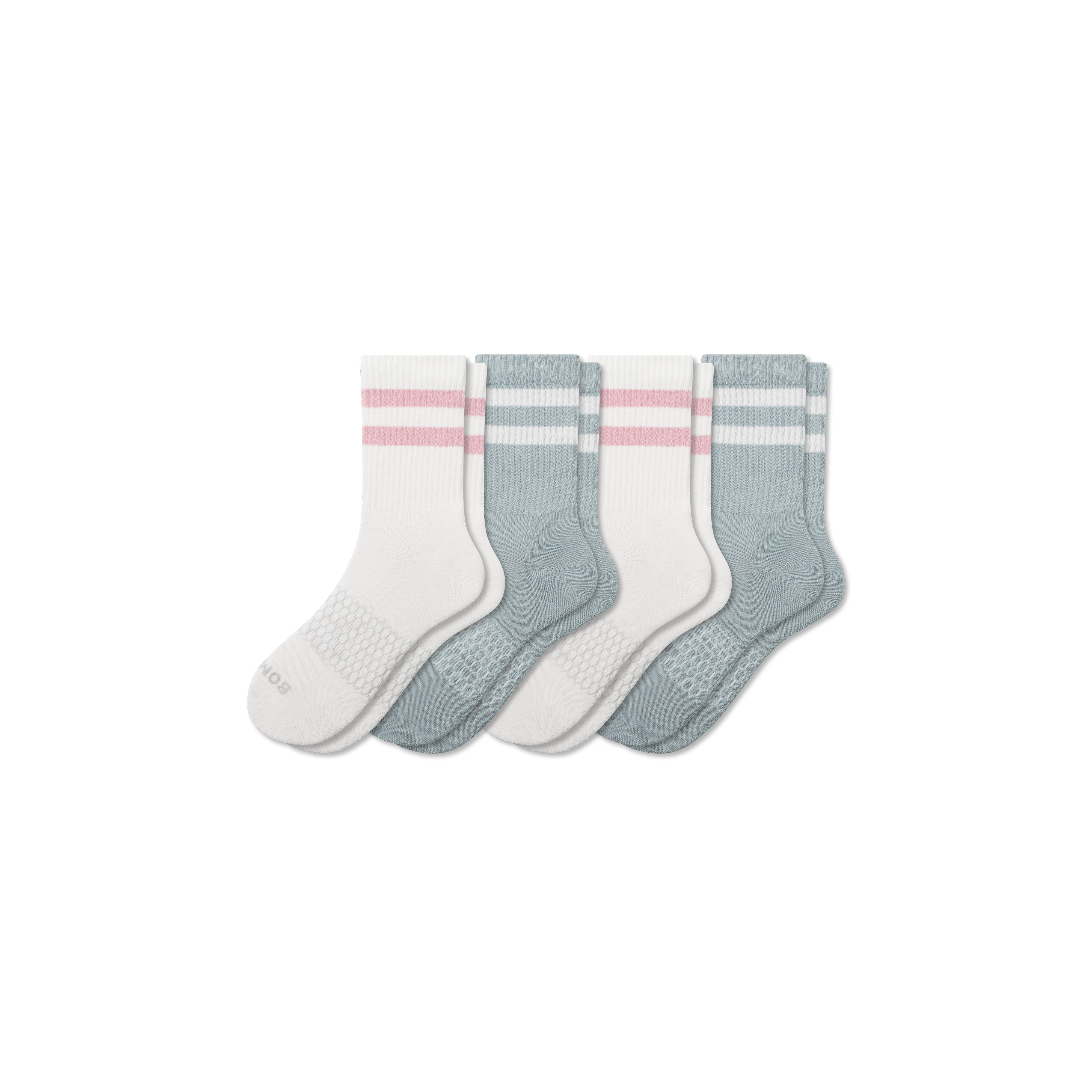 Bombas Vintage Stripes Half Calf Sock 4-pack In Misty Sky Rose Mix