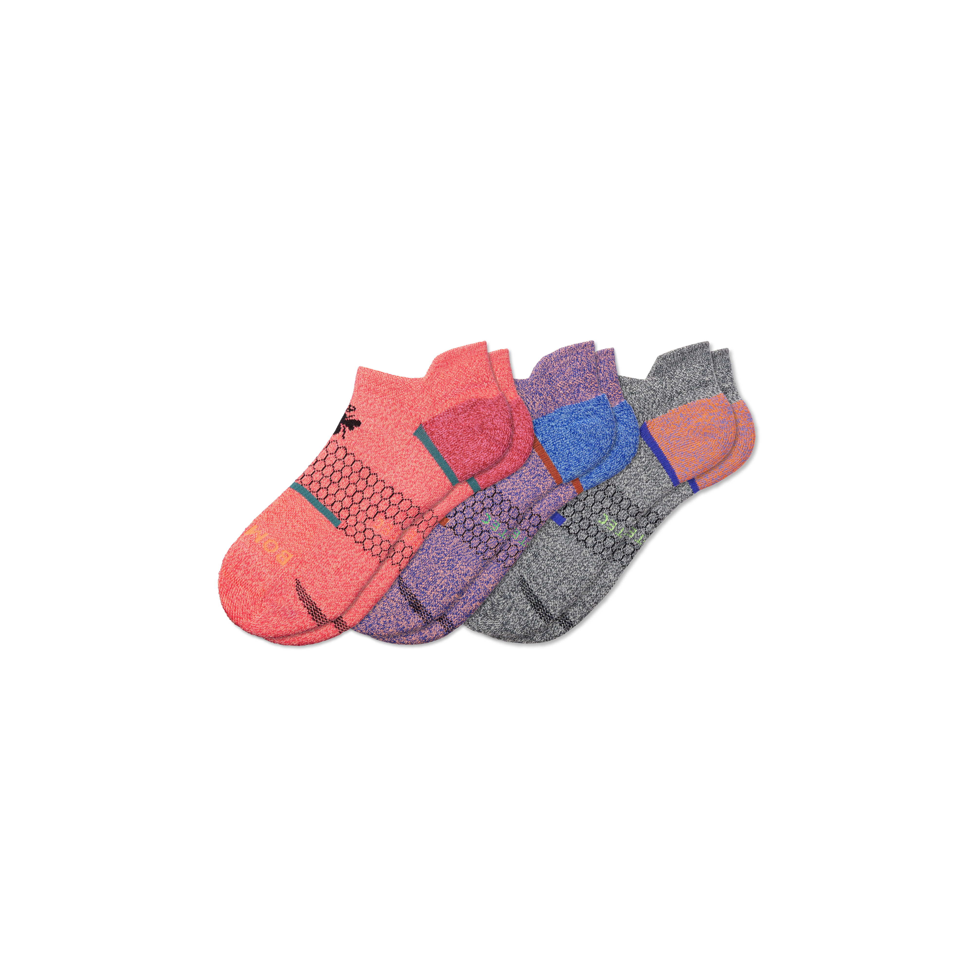 Bombas All-purpose Performance Ankle Sock 3-pack In Galaxy Pink Mix