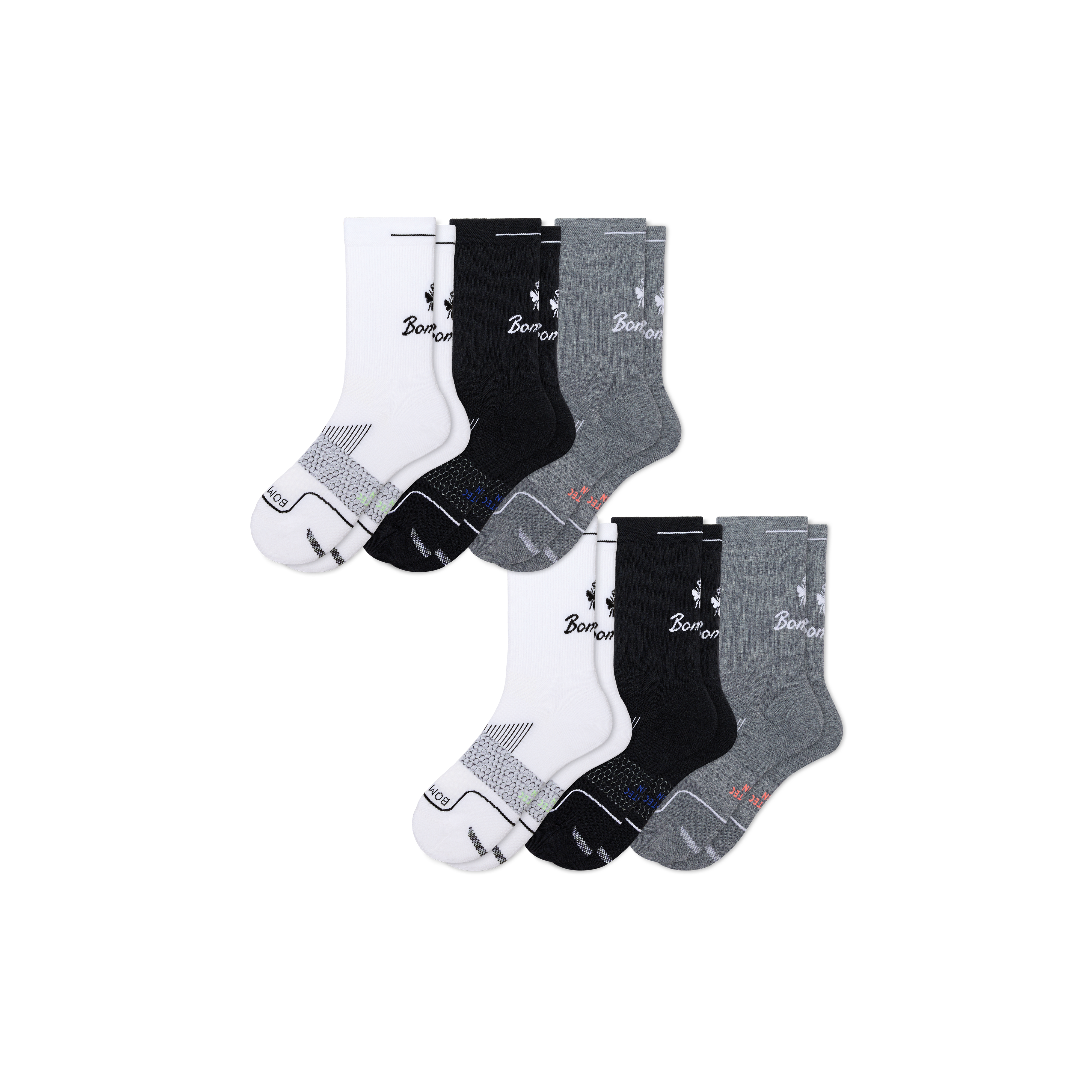 Bombas Running Half Calf Sock 6-pack In Multi Mix