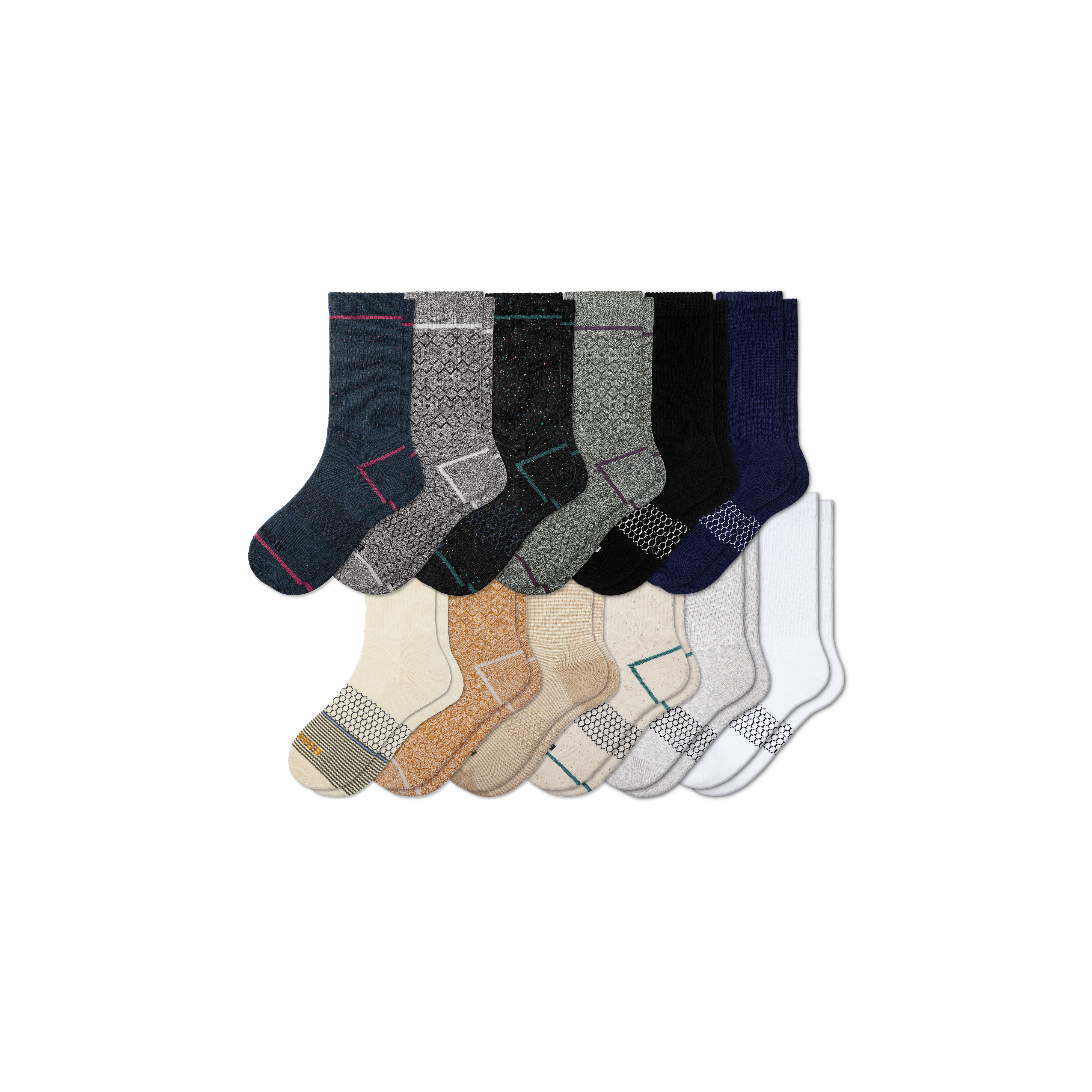 Bombas Calf Sock 12-pack In Charcoal Olive Mix