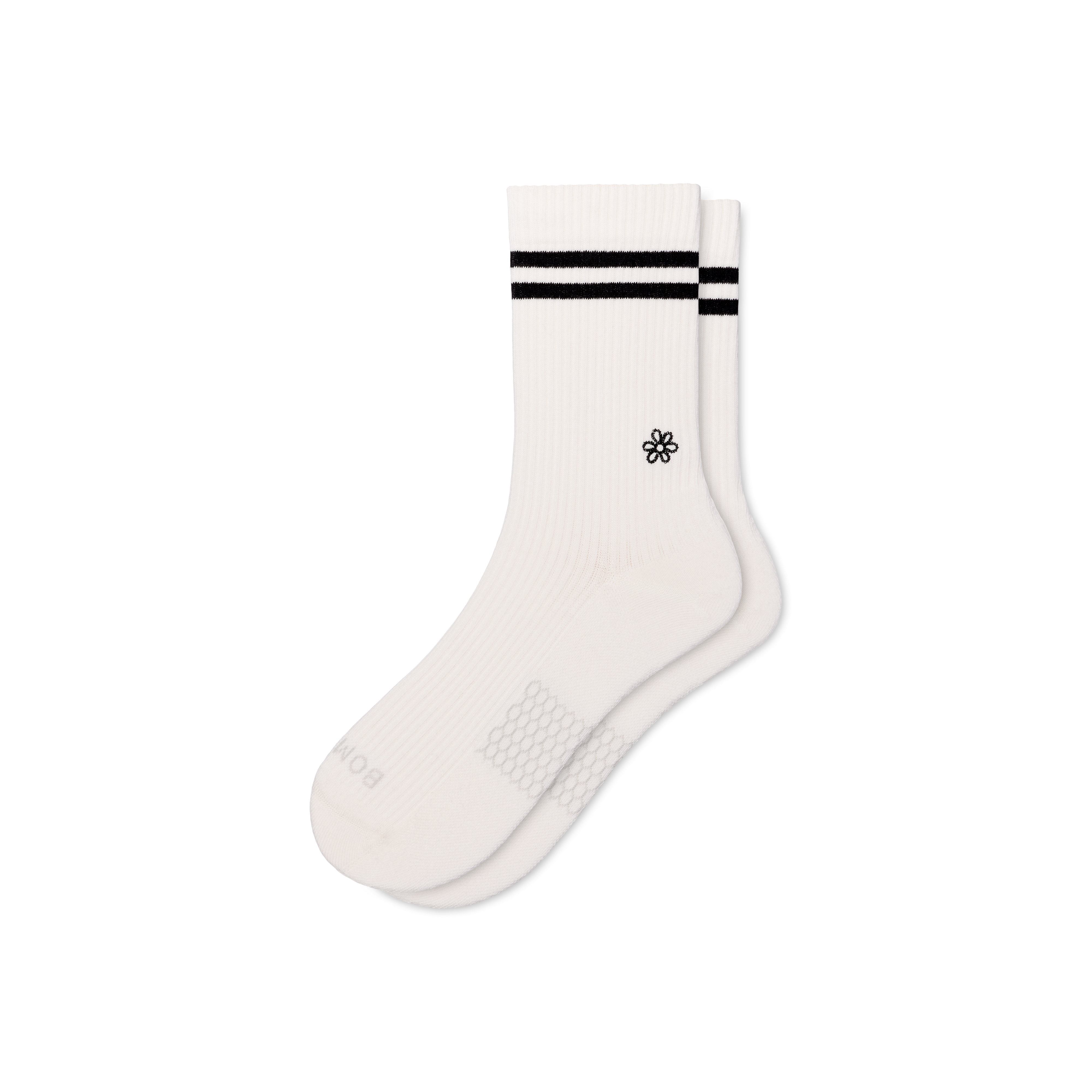 Bombas Daisies Modern Rib Half Calf Socks In White