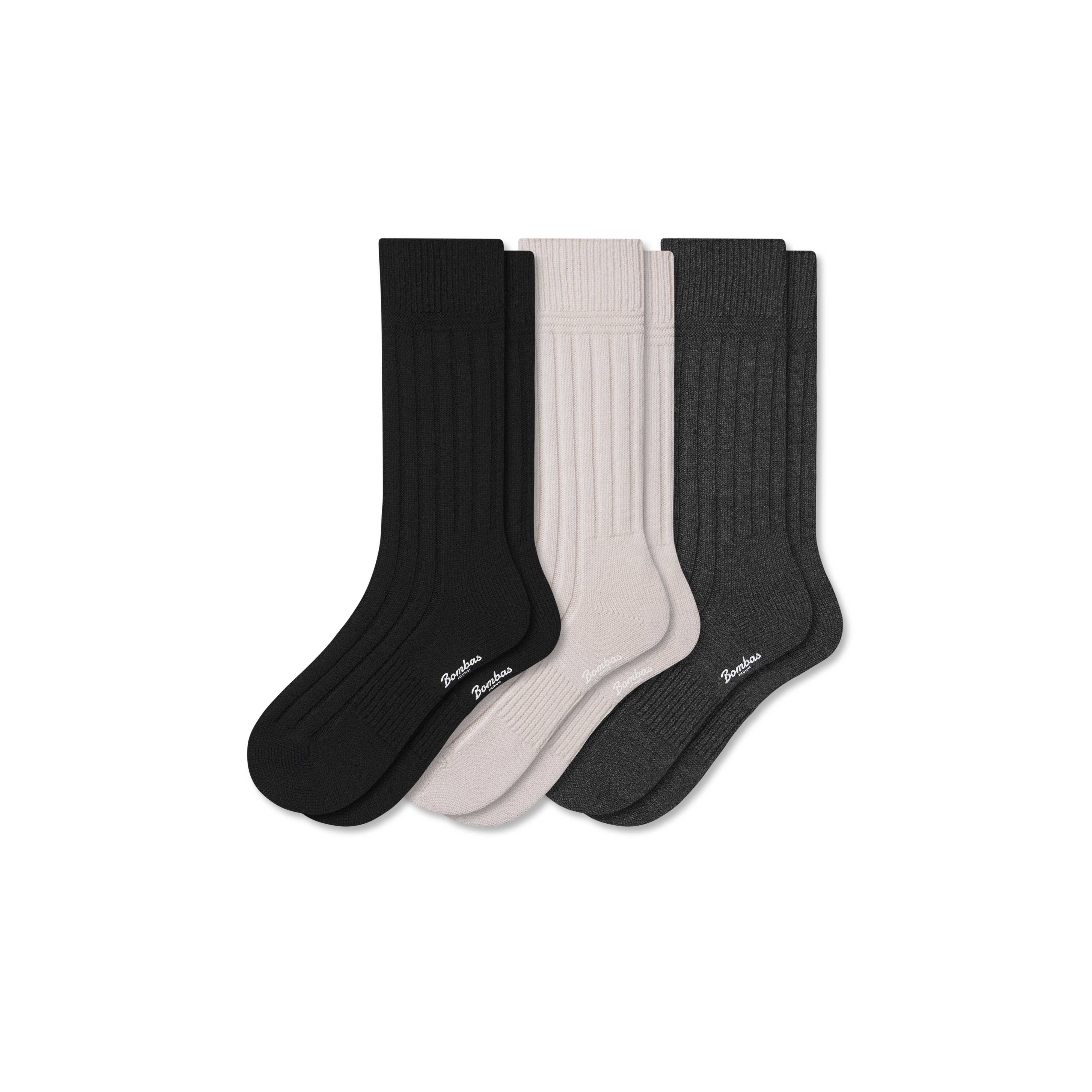 Bombas Merino Cashmere Blend Rib Calf Sock 3-pack In Multi