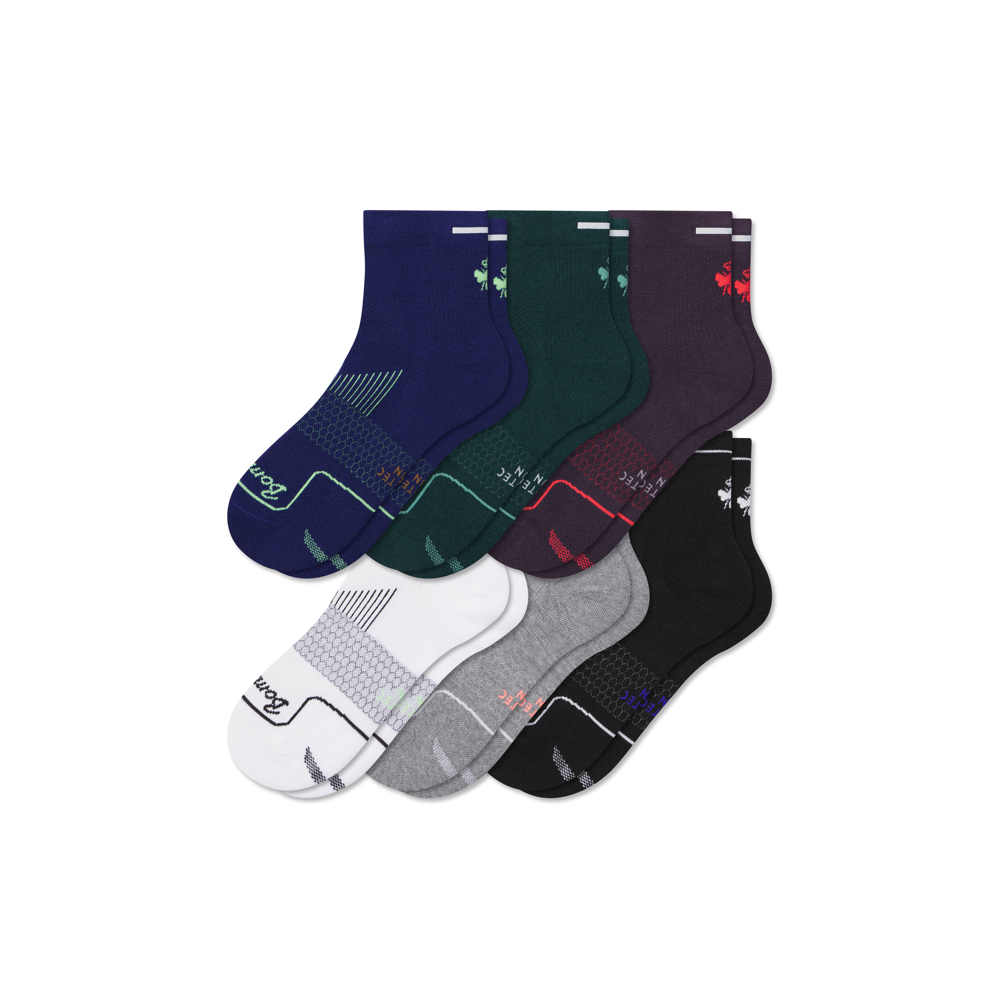 Bombas Running Quarter Sock 6-pack