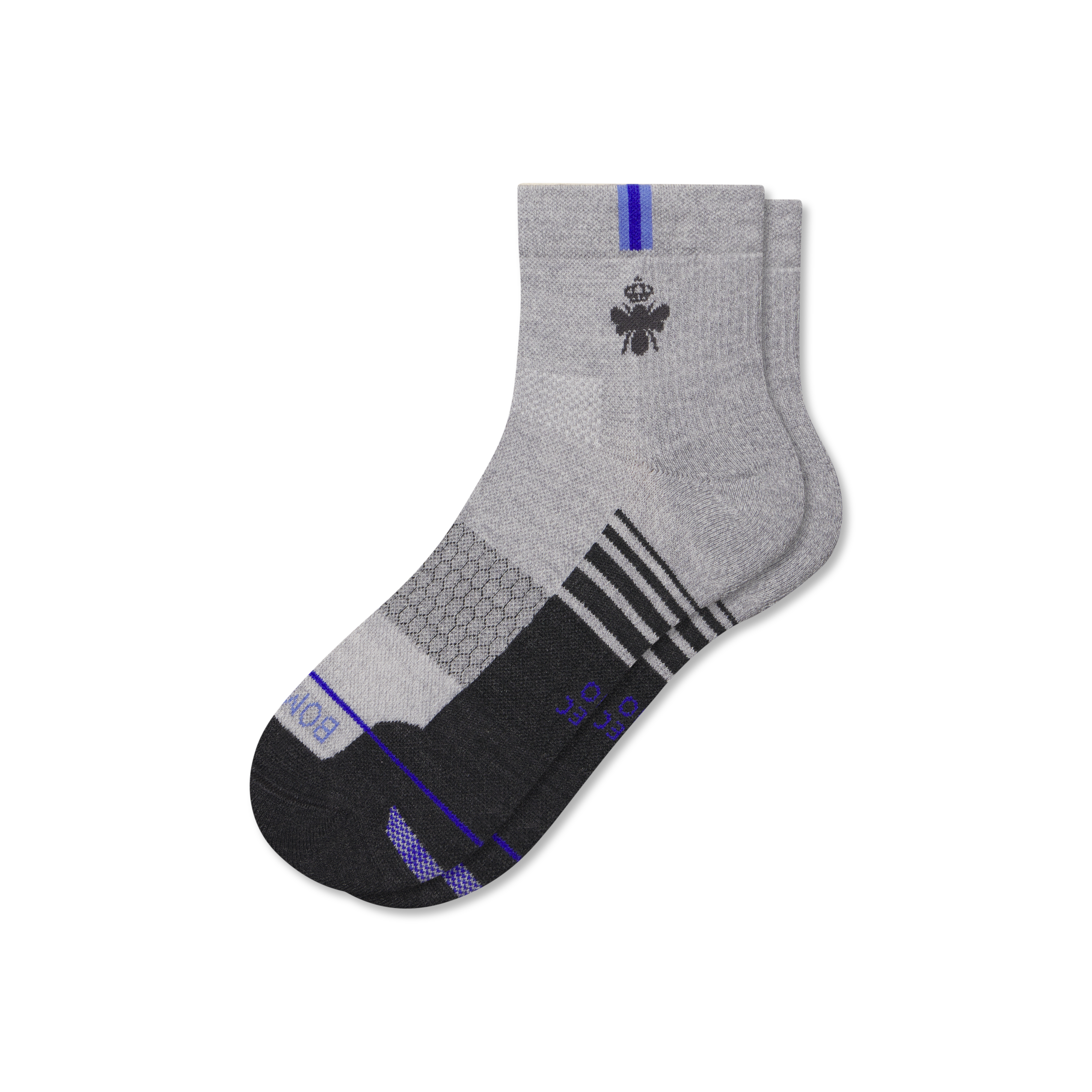Bombas Merino Wool Blend Athletic Quarter Socks In Gray