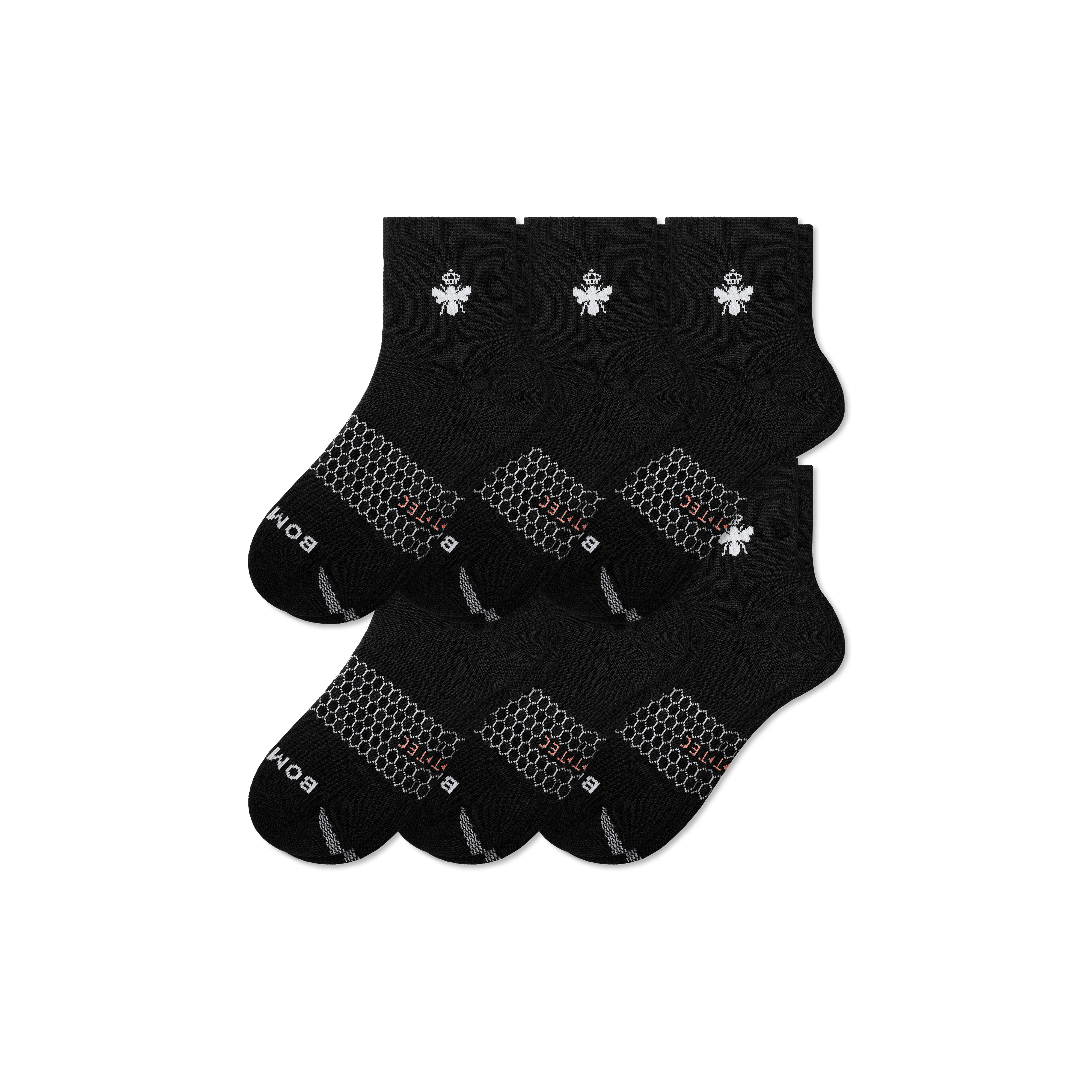 Bombas All-purpose Performance Quarter Sock 6-pack In Black