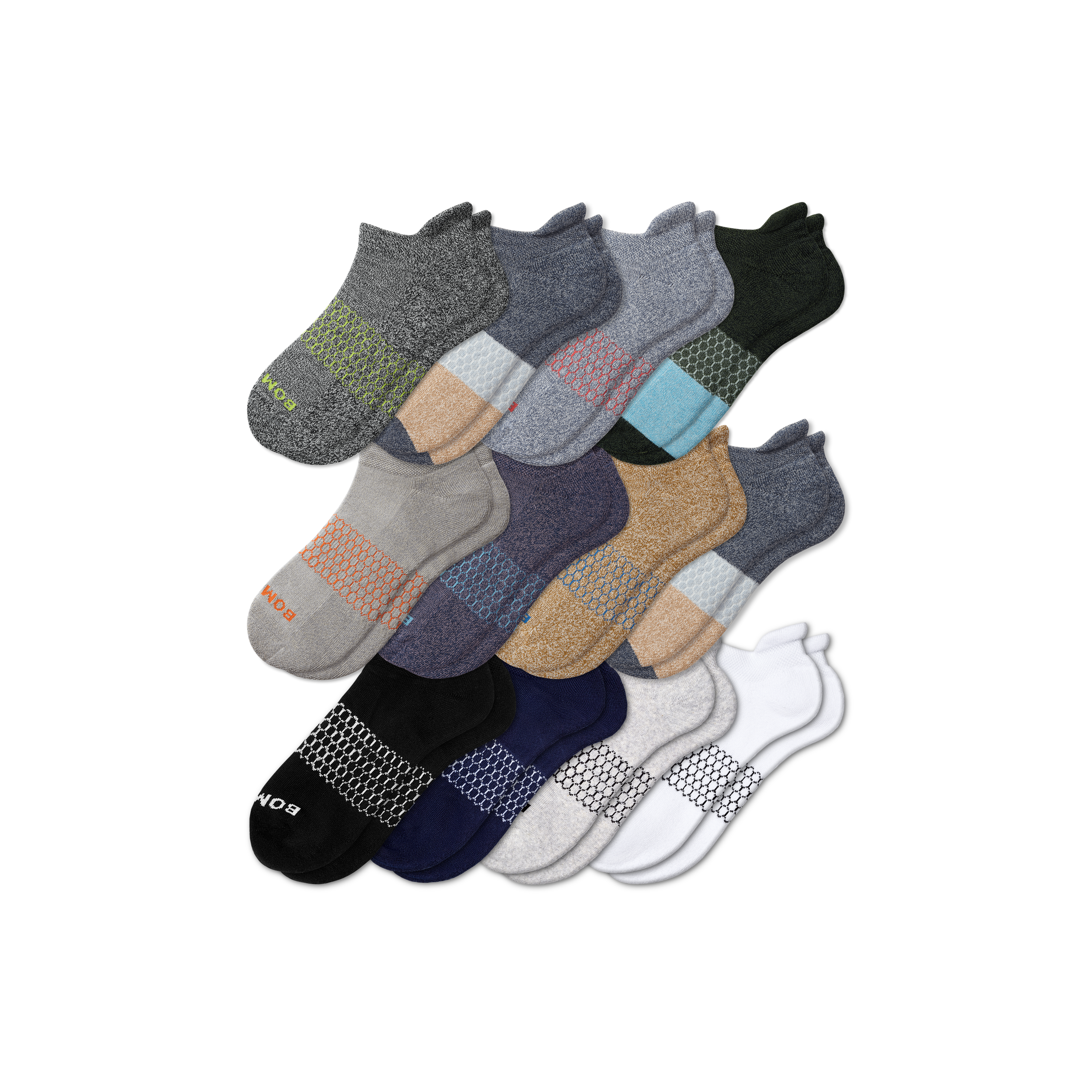 Bombas Ankle Sock 12-pack In Storm Solids Mix