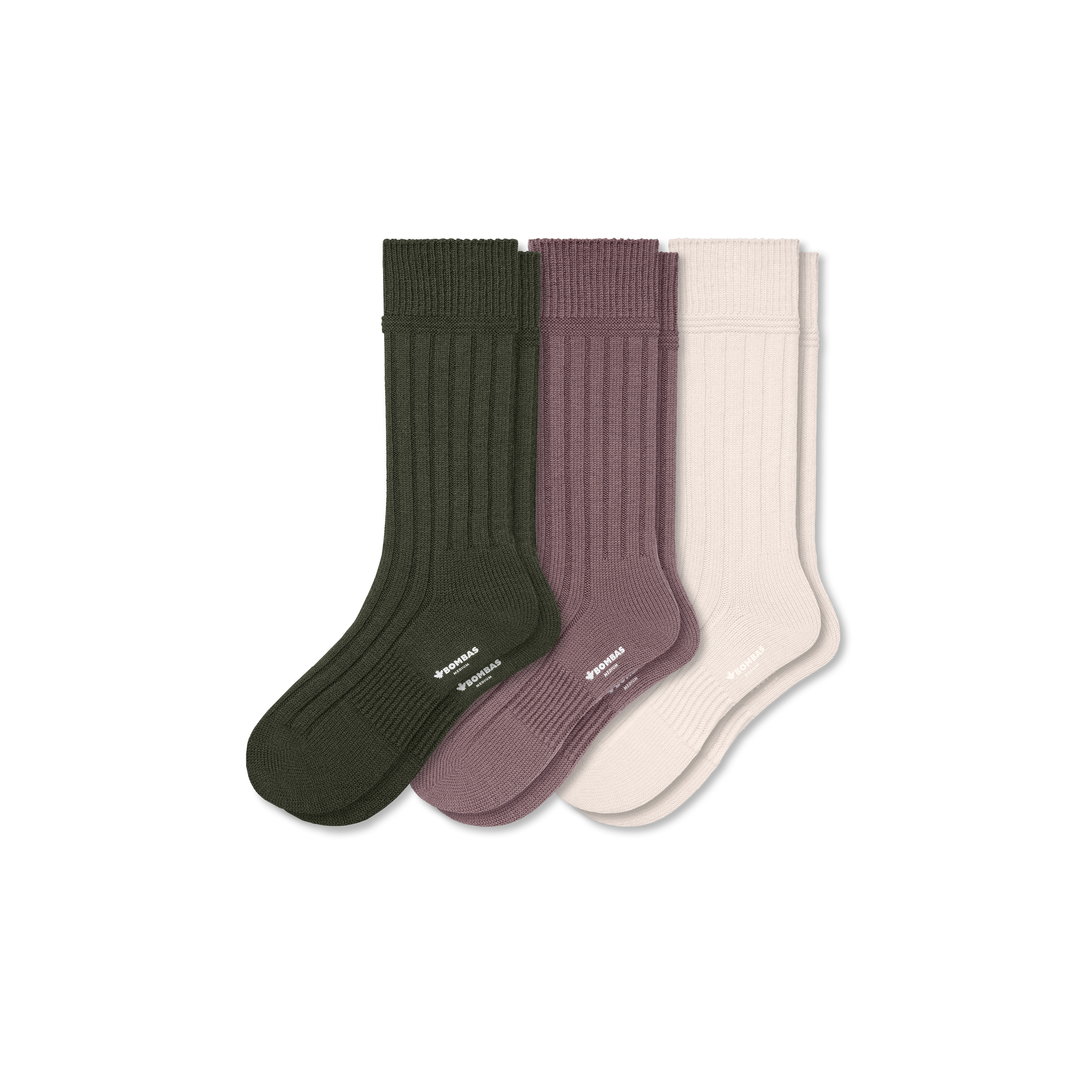 Bombas Merino Cashmere Blend Rib Calf Sock 3-pack In Multi