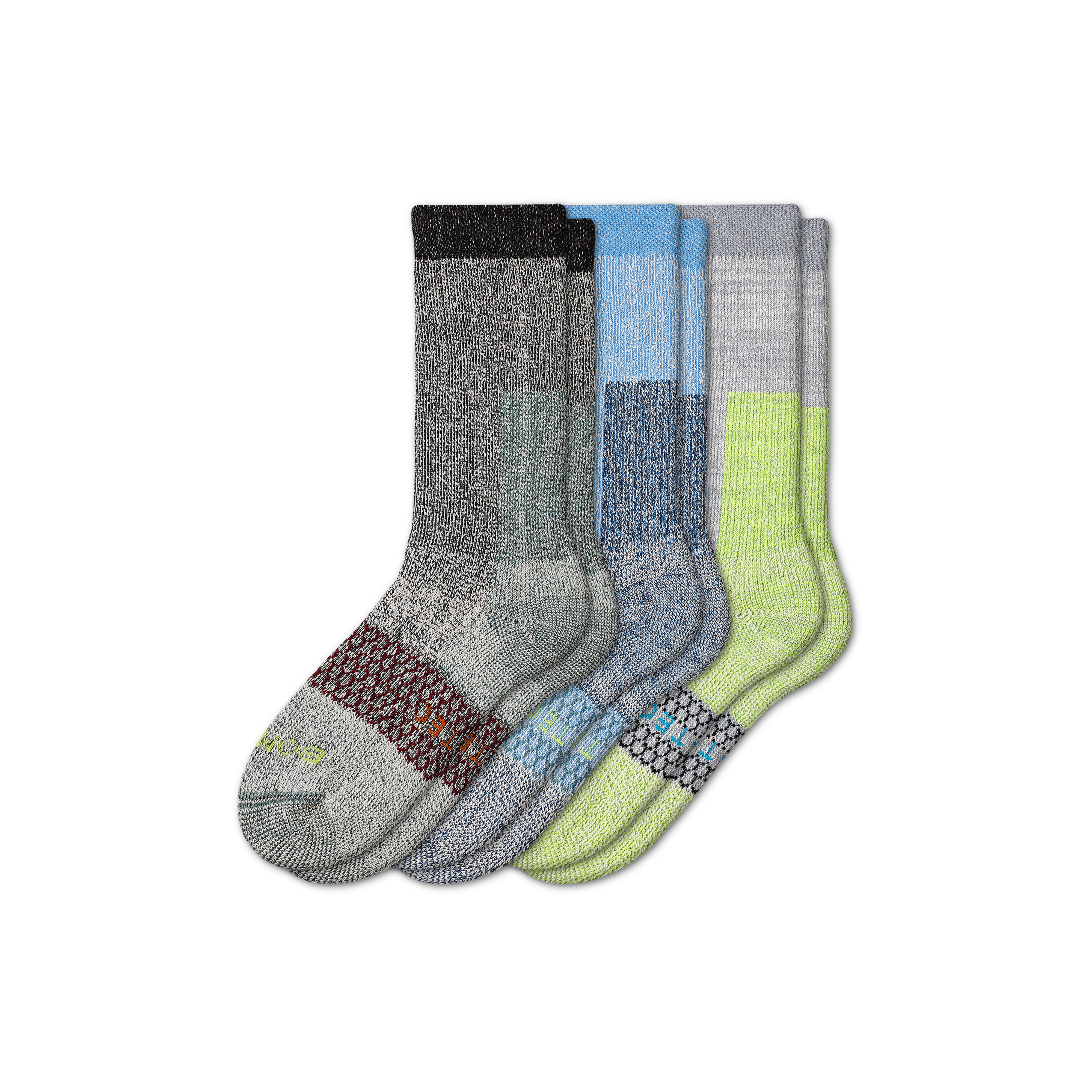 Bombas All-purpose Performance Heavy Duty Calf Sock 3-pack In Colorblock Mix