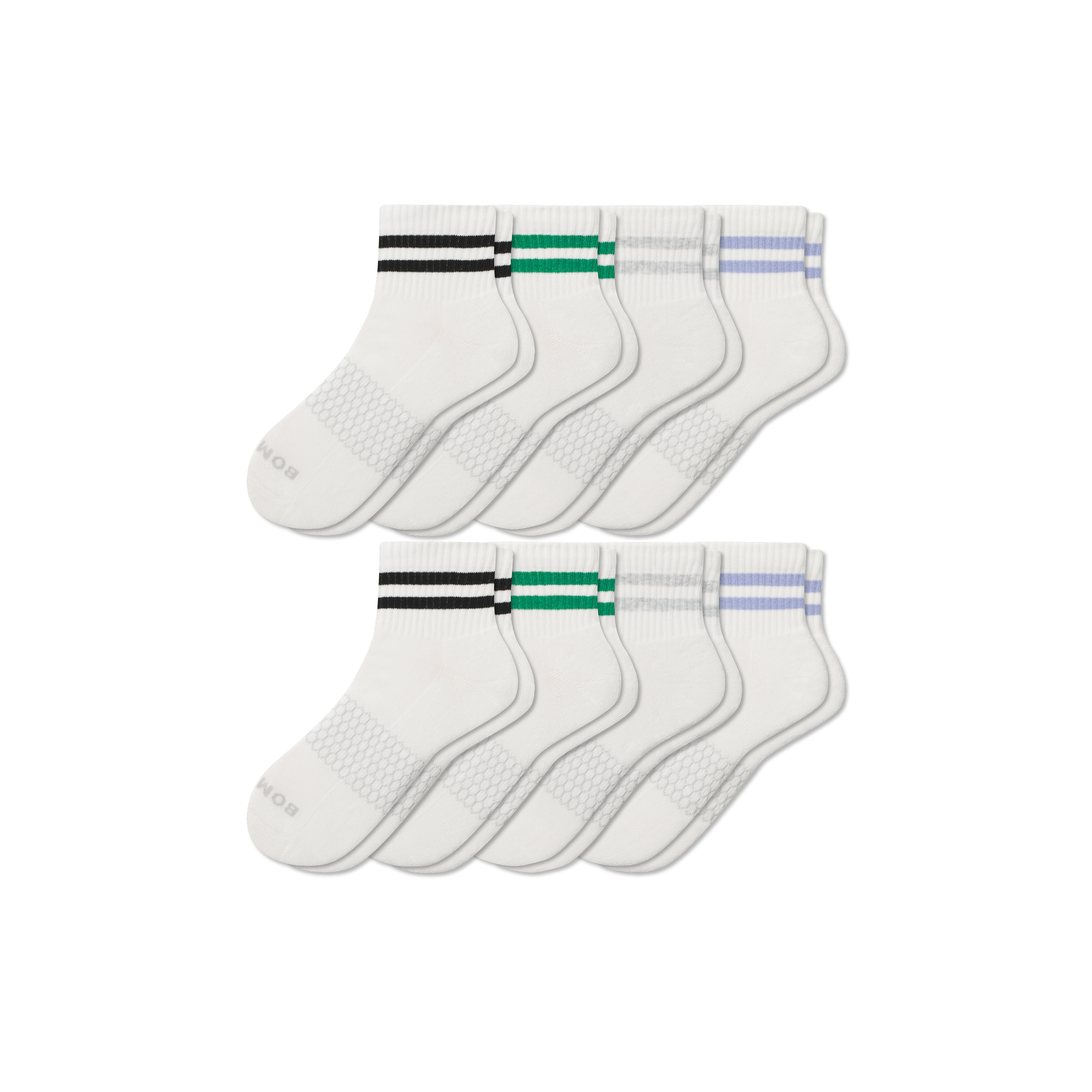 Bombas Vintage Stripes Quarter Sock 8-pack In Grey Dawn Mix