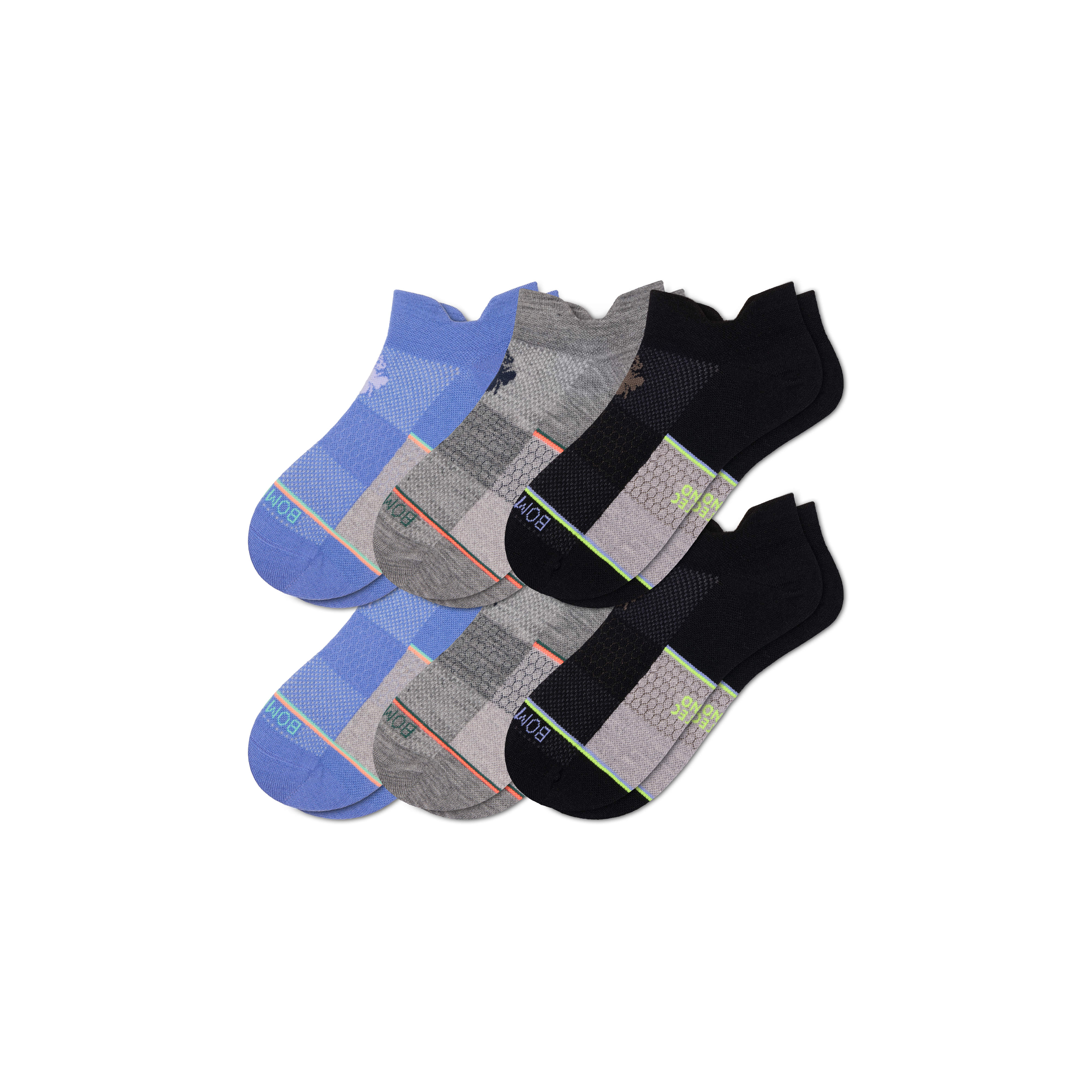 Bombas Ultralite Sport Merino Wool Blend Ankle Sock 6-pack