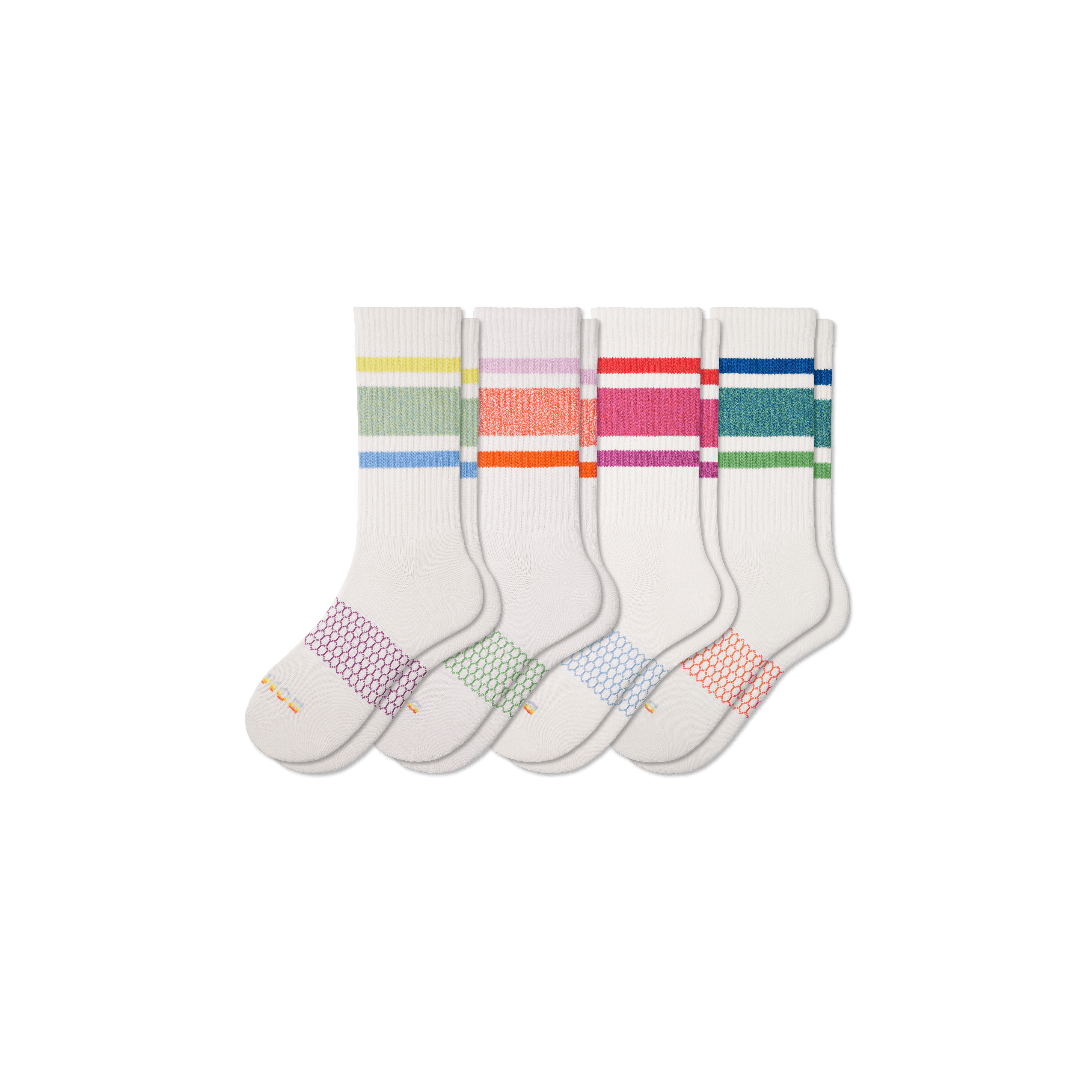 Shop Bombas Pride Calf Sock 4-pack In Rainbow Varsity Stripe