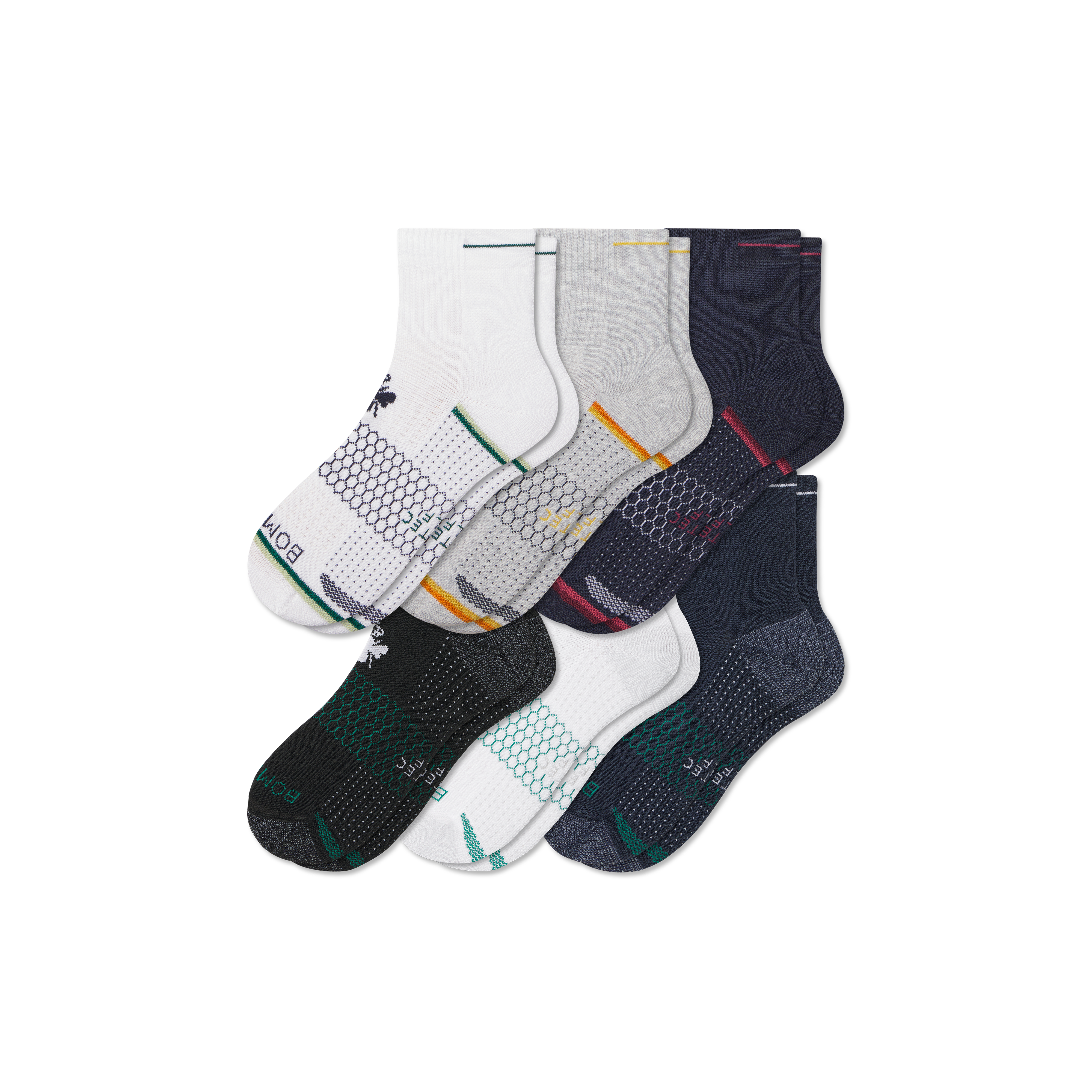 Bombas Golf Quarter Sock 6-pack In Midnight Navy Multi Mix