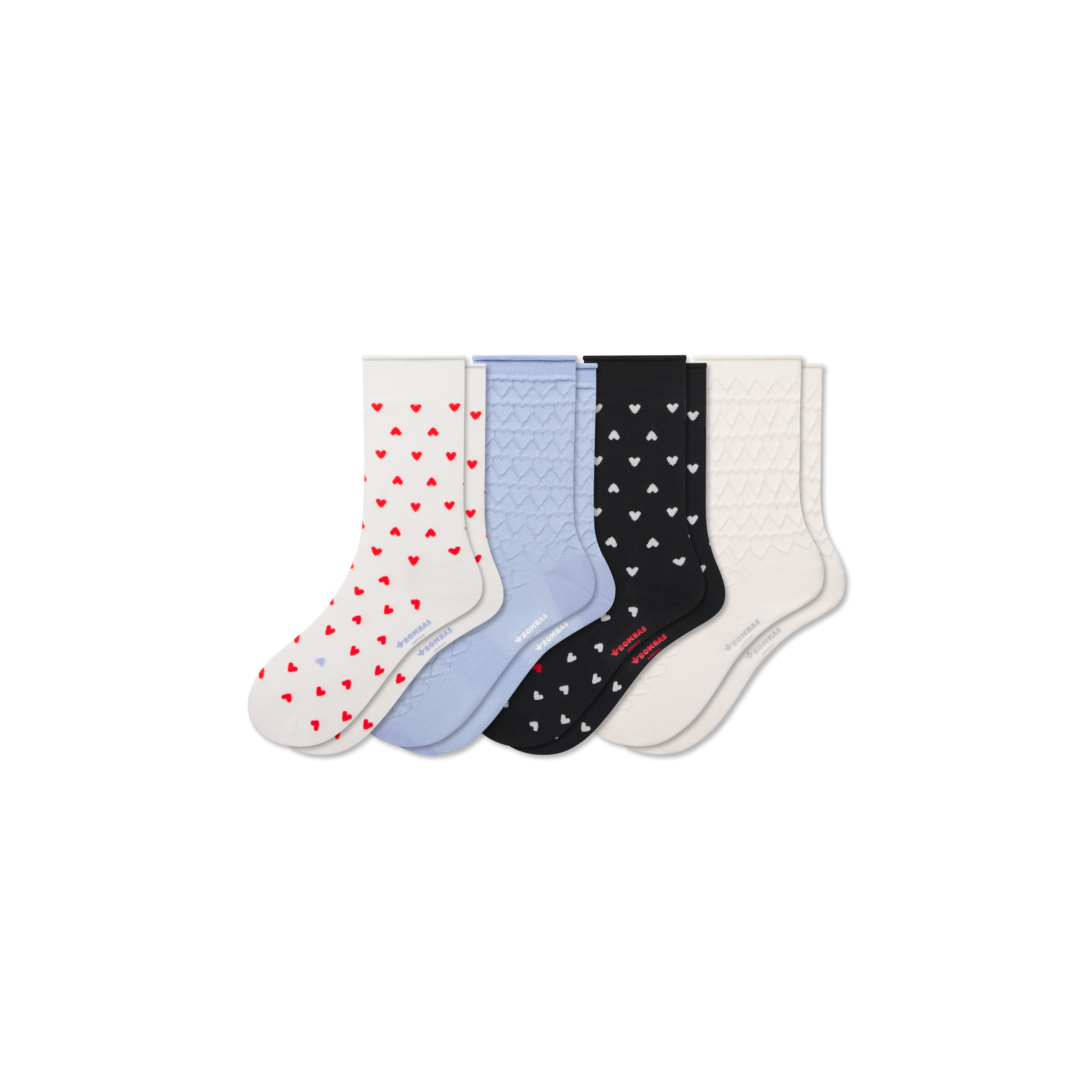 Bombas Hearts Half Calf Sock 4-pack In Heart Mix