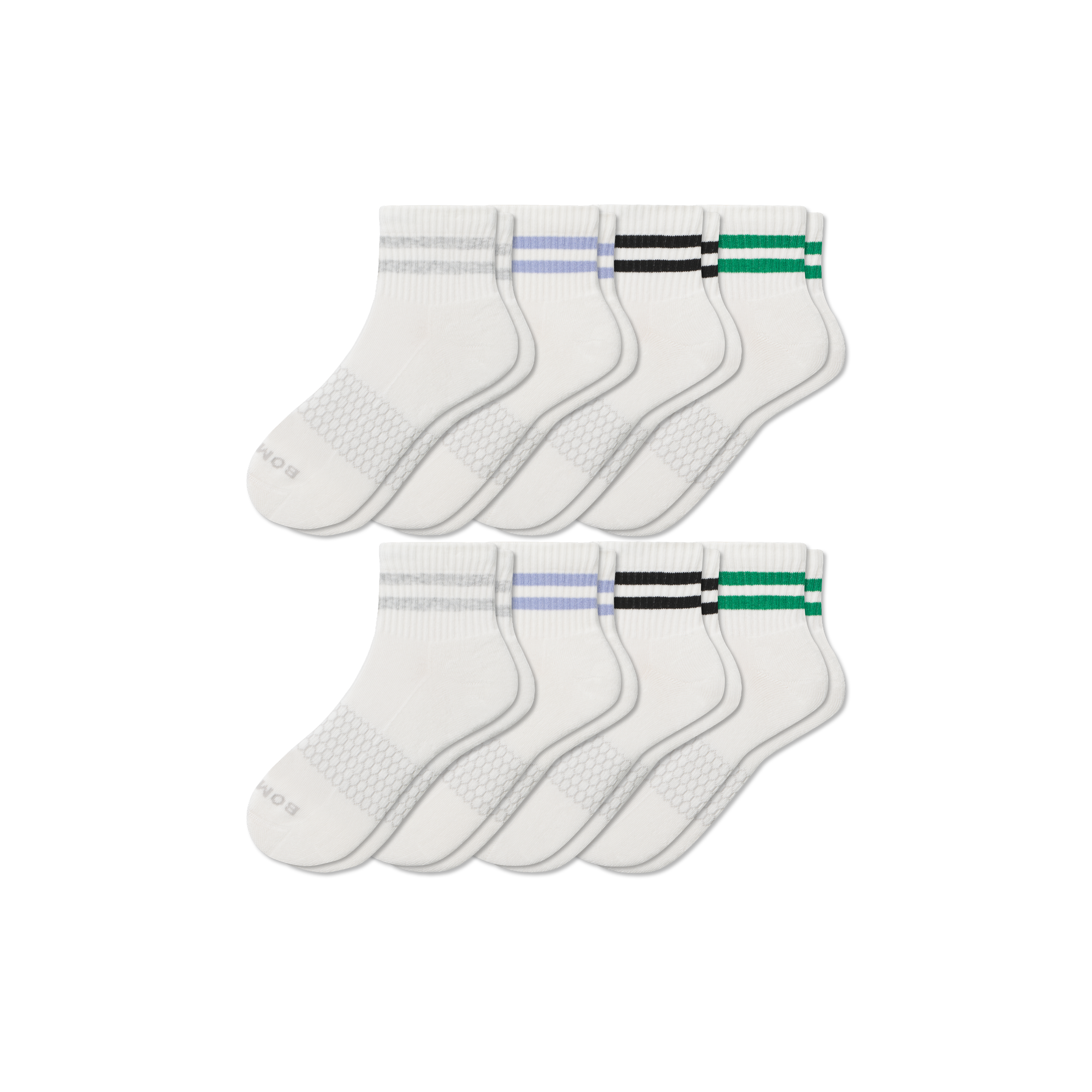 Bombas Vintage Stripes Quarter Sock 8-pack In Grey Dawn Mix