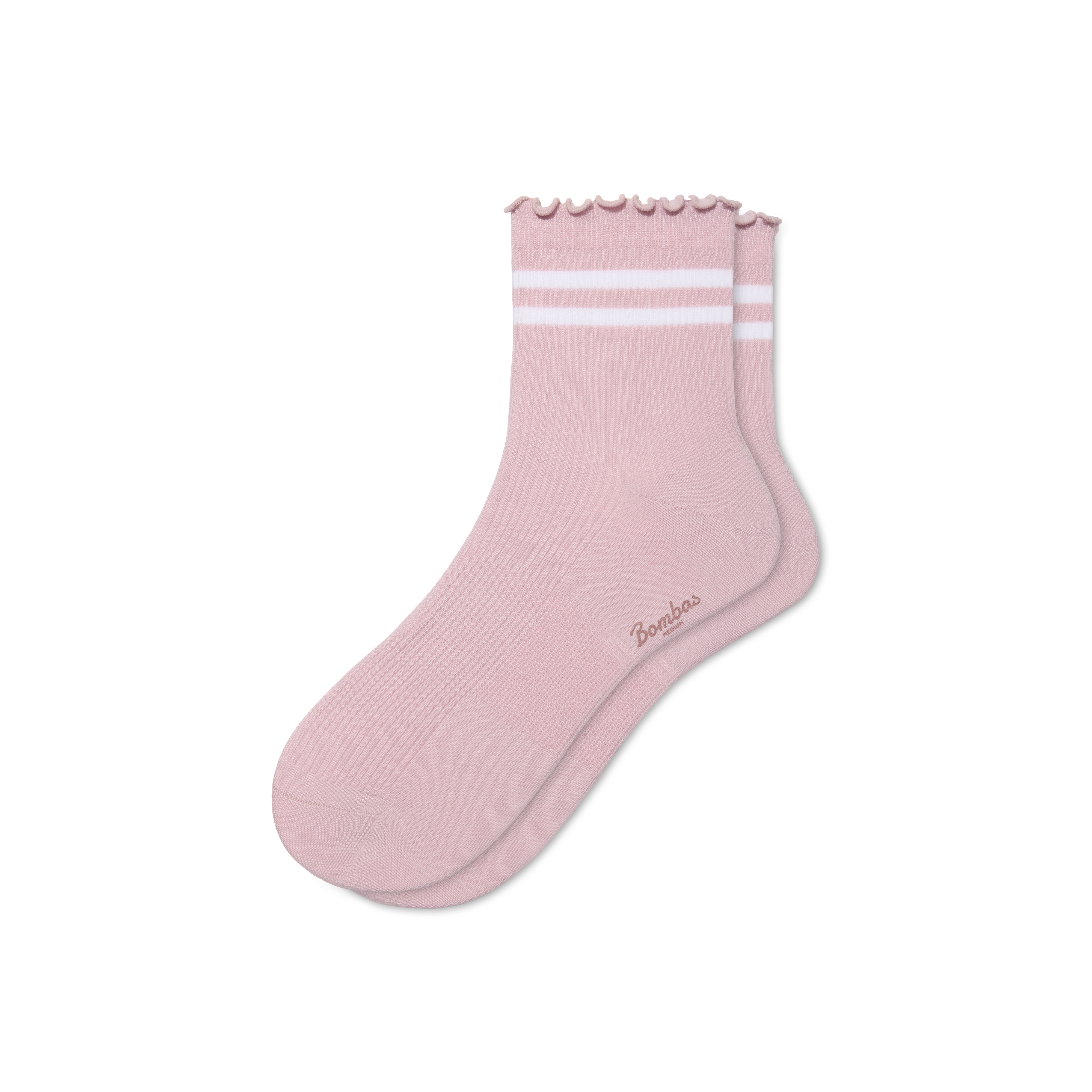 Bombas Ruffle Rib Quarter Socks In Pink