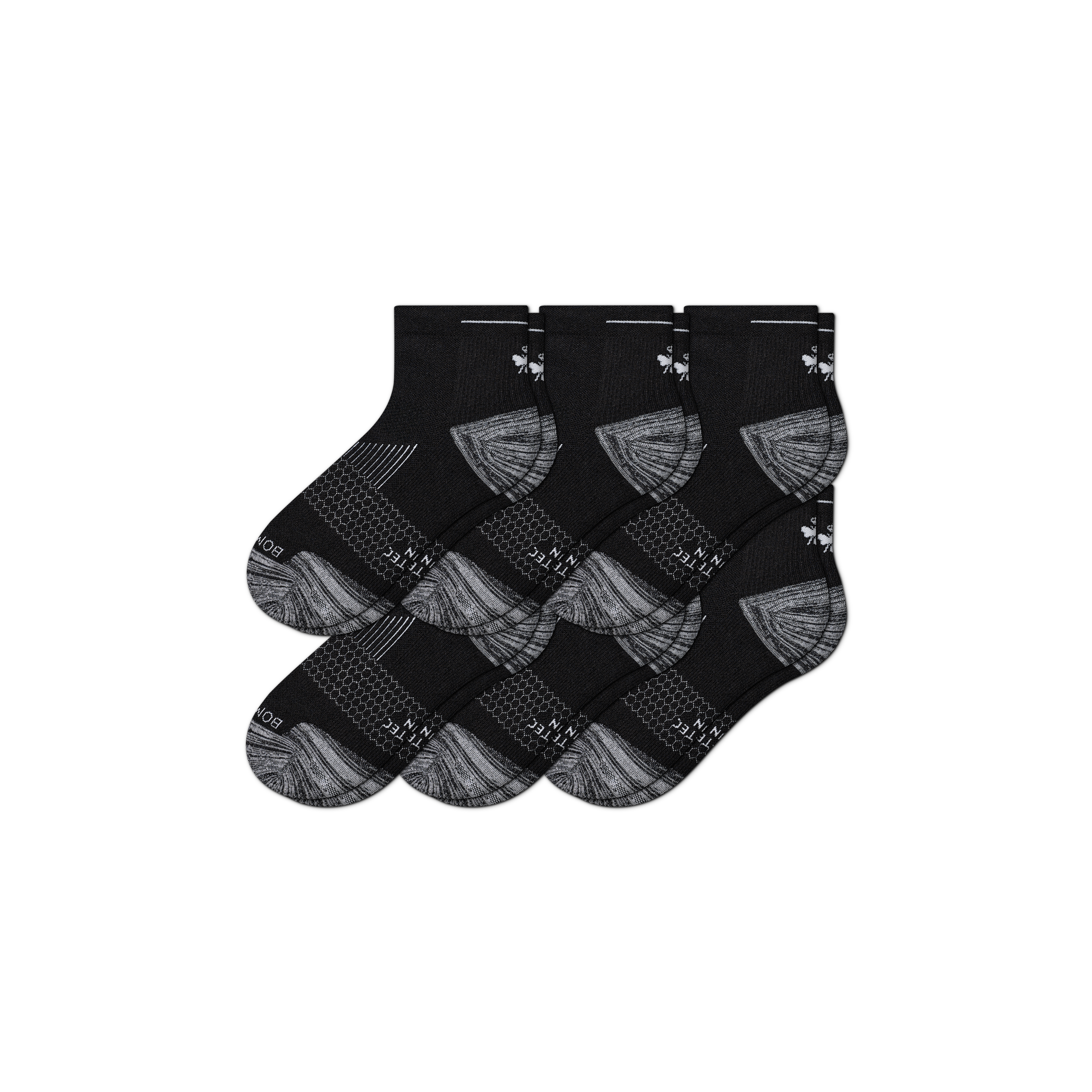 Bombas Running Quarter Sock 6-pack In Black