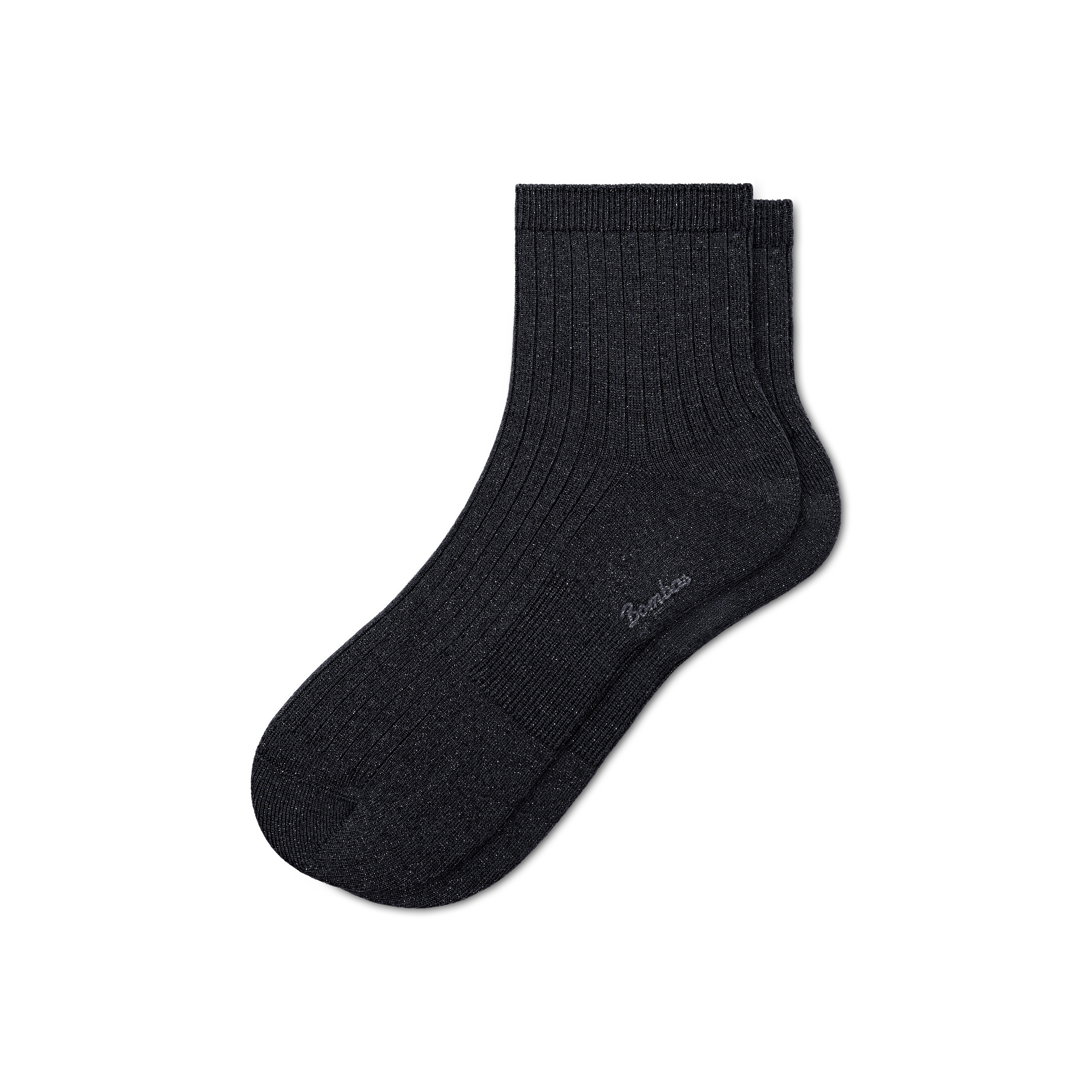 Bombas Wide Rib Quarter Socks In Black