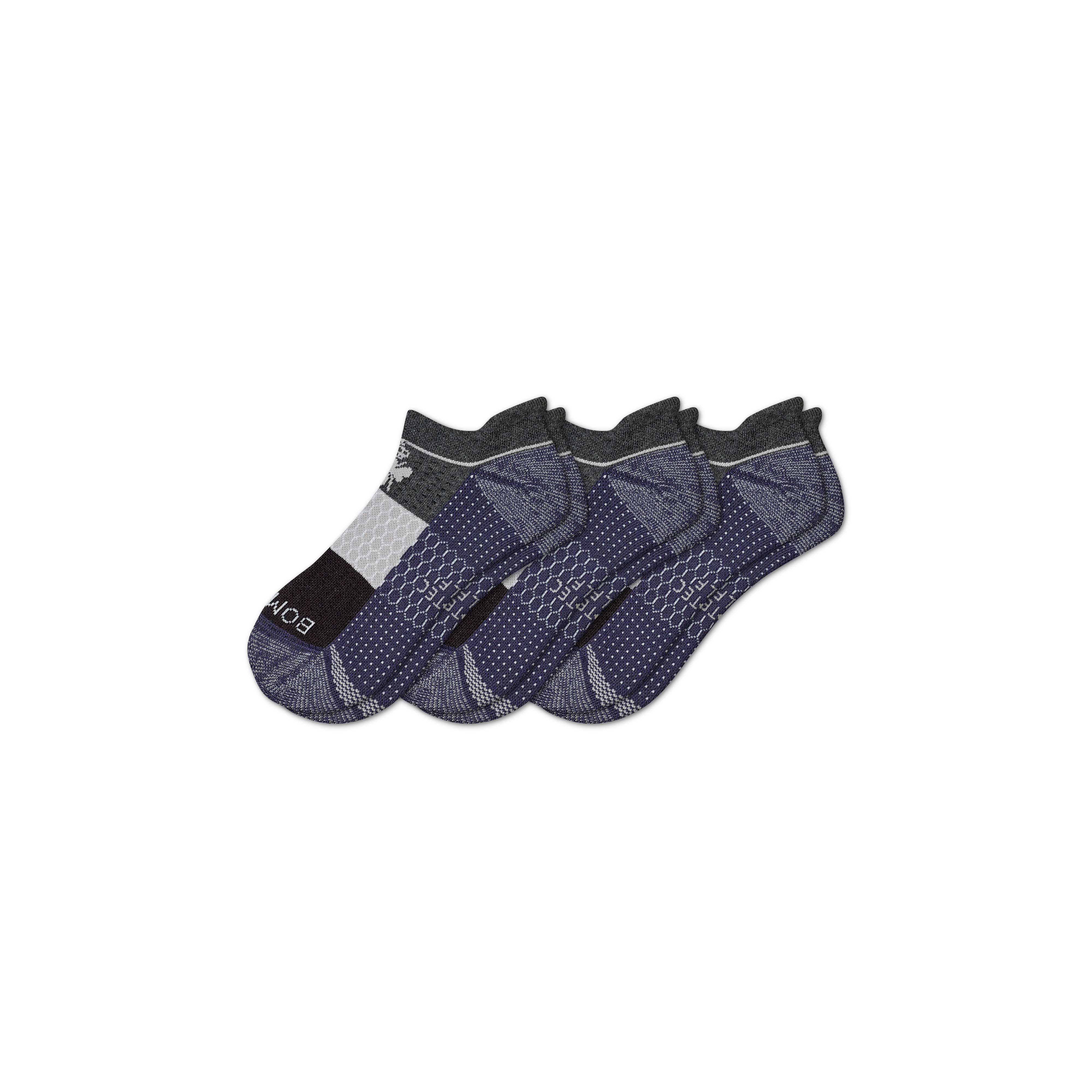 Bombas Golf Ankle Sock 3-pack In Grey Heather