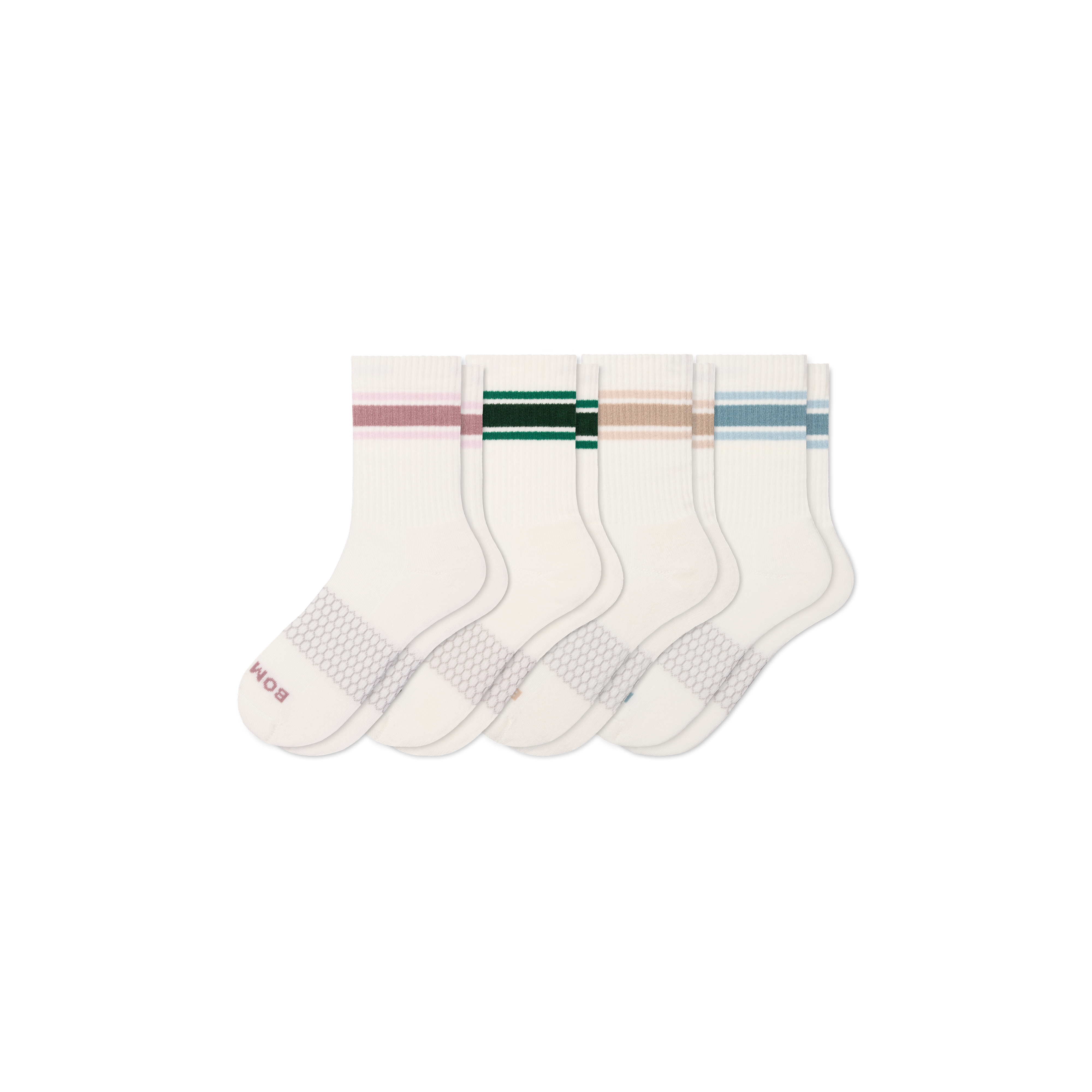 Bombas Vintage Stripes Half Calf Sock 4-pack In Fawn Mauve Mix