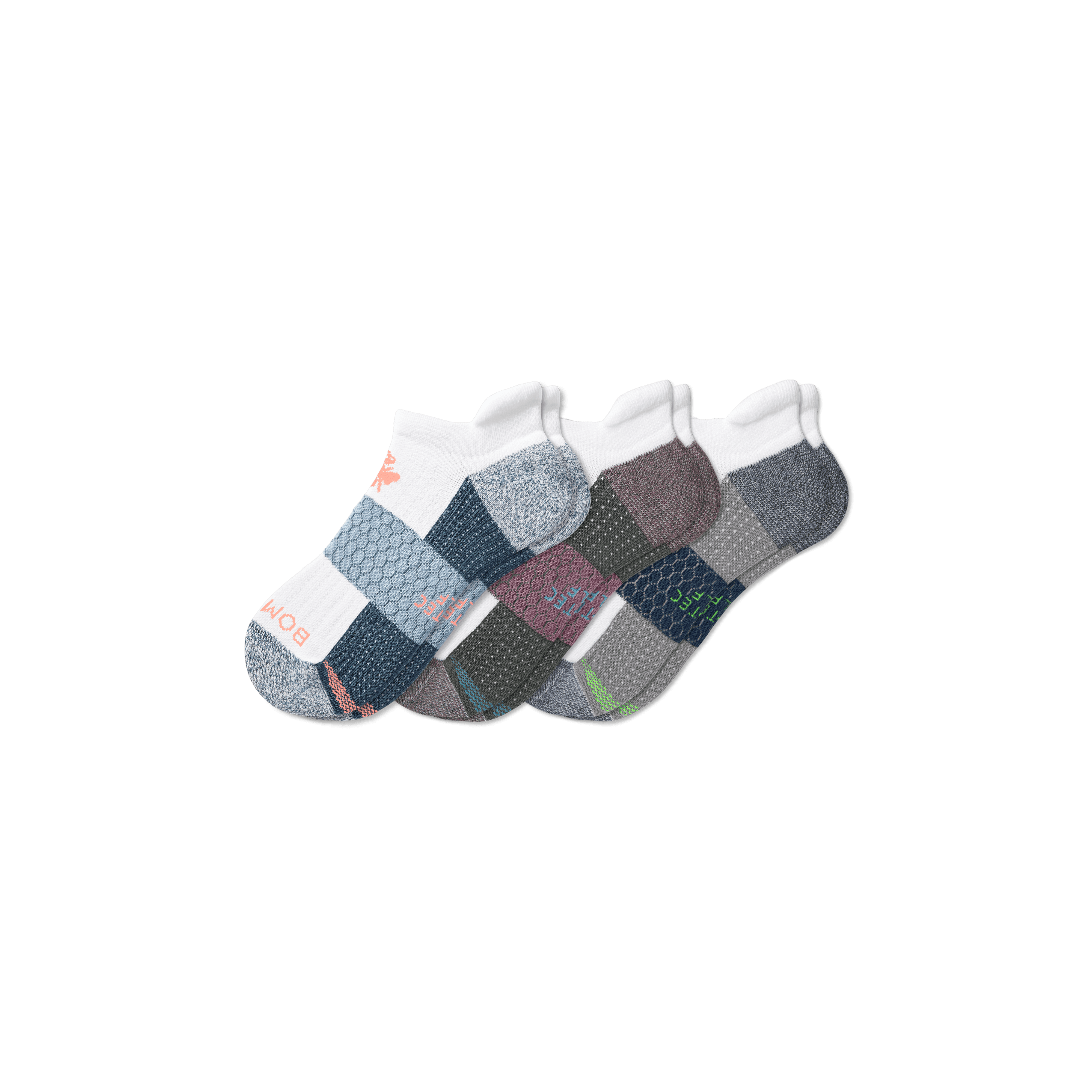 Bombas Golf Ankle Sock 3-pack In White Fog Mix