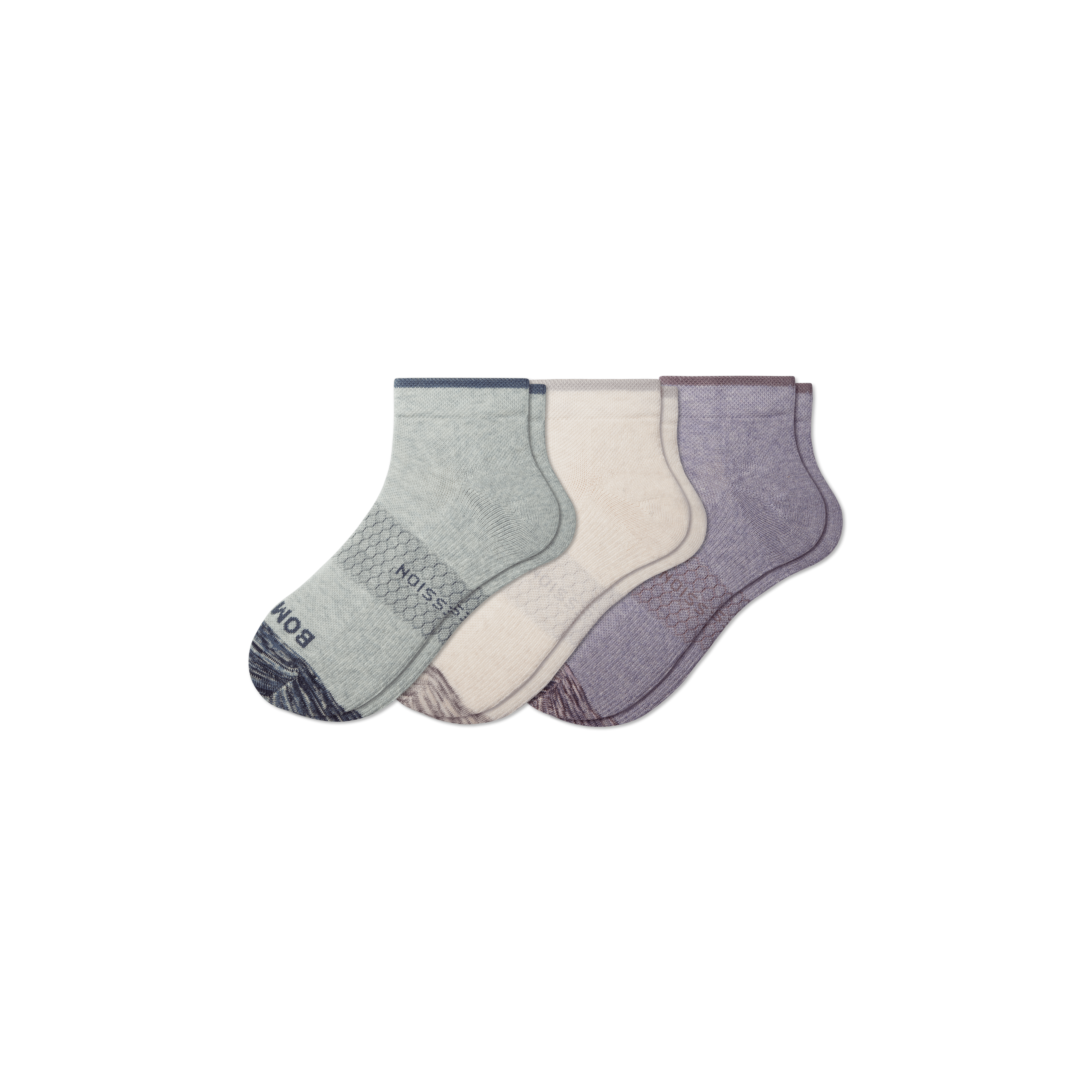 Bombas Ankle Compression Socks 3-pack In Lavender Ivory Mix
