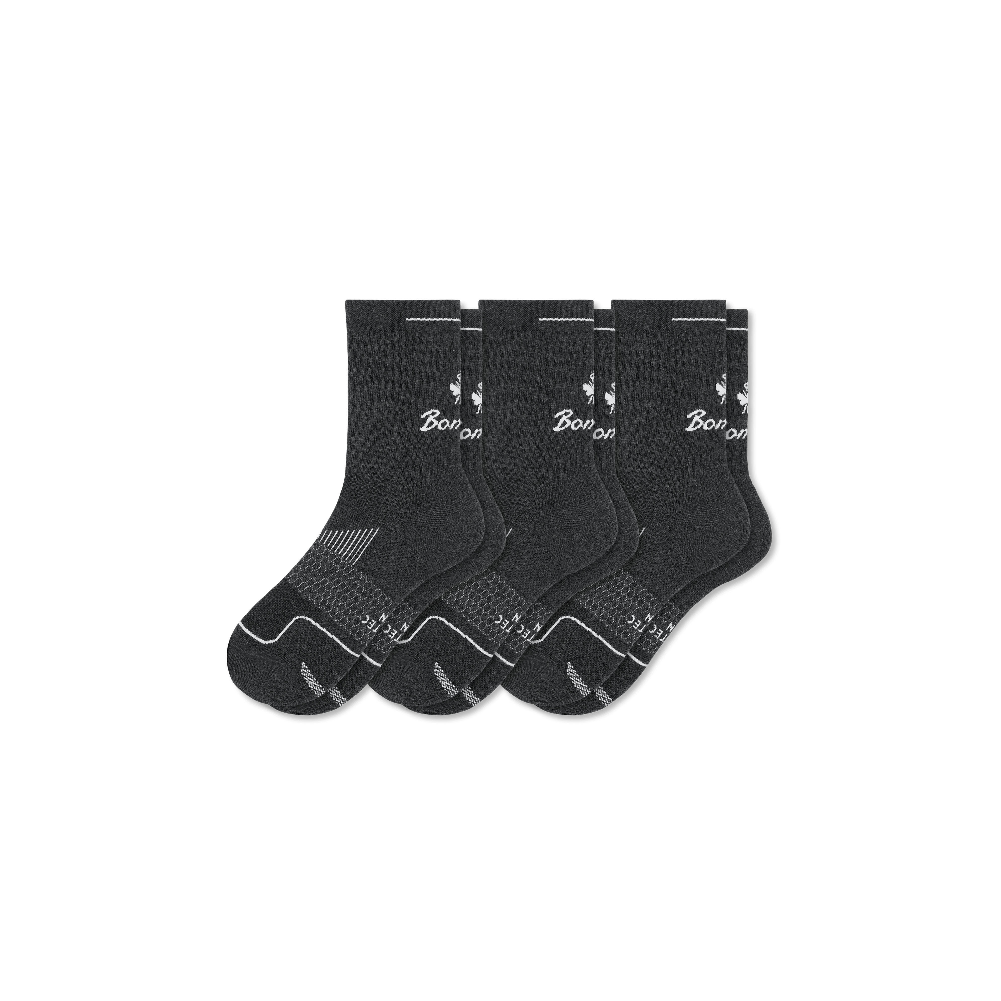 Bombas Running Half Calf Sock 3-pack In Charcoal