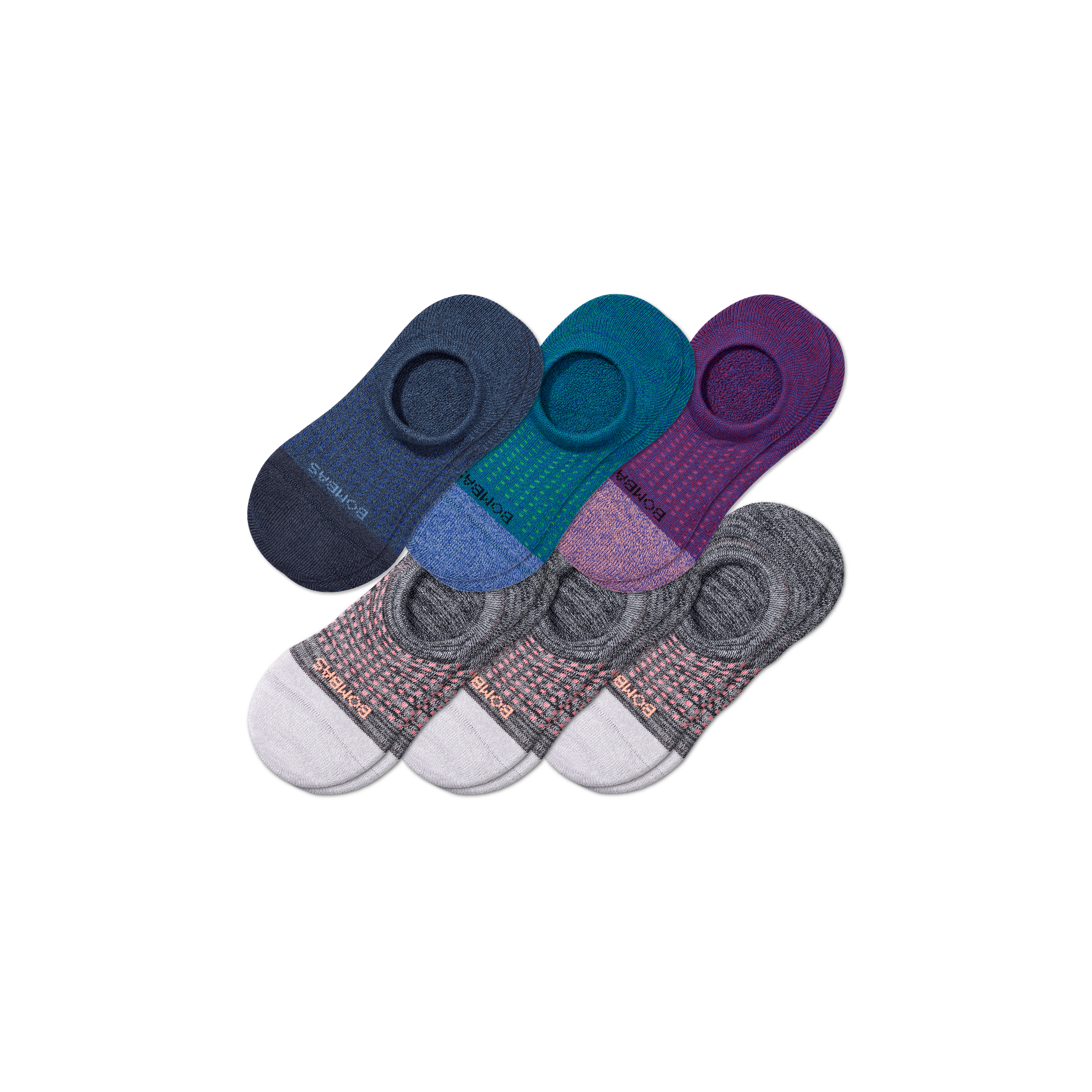 Bombas Performance Cushioned No Show Sock 6-pack In Jewel Mix