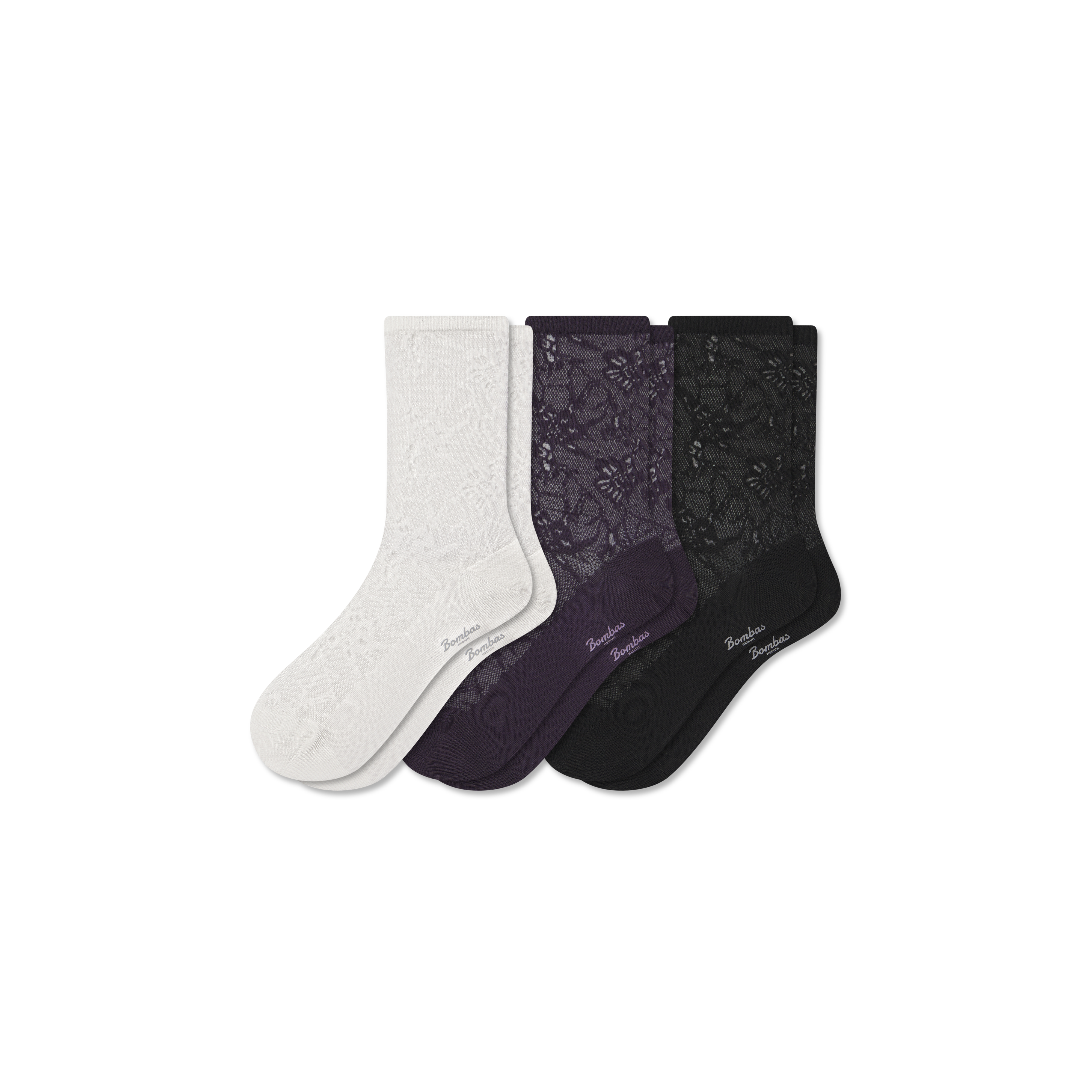 Bombas Floral Lace Half Calf Sock 3-pack In Multi