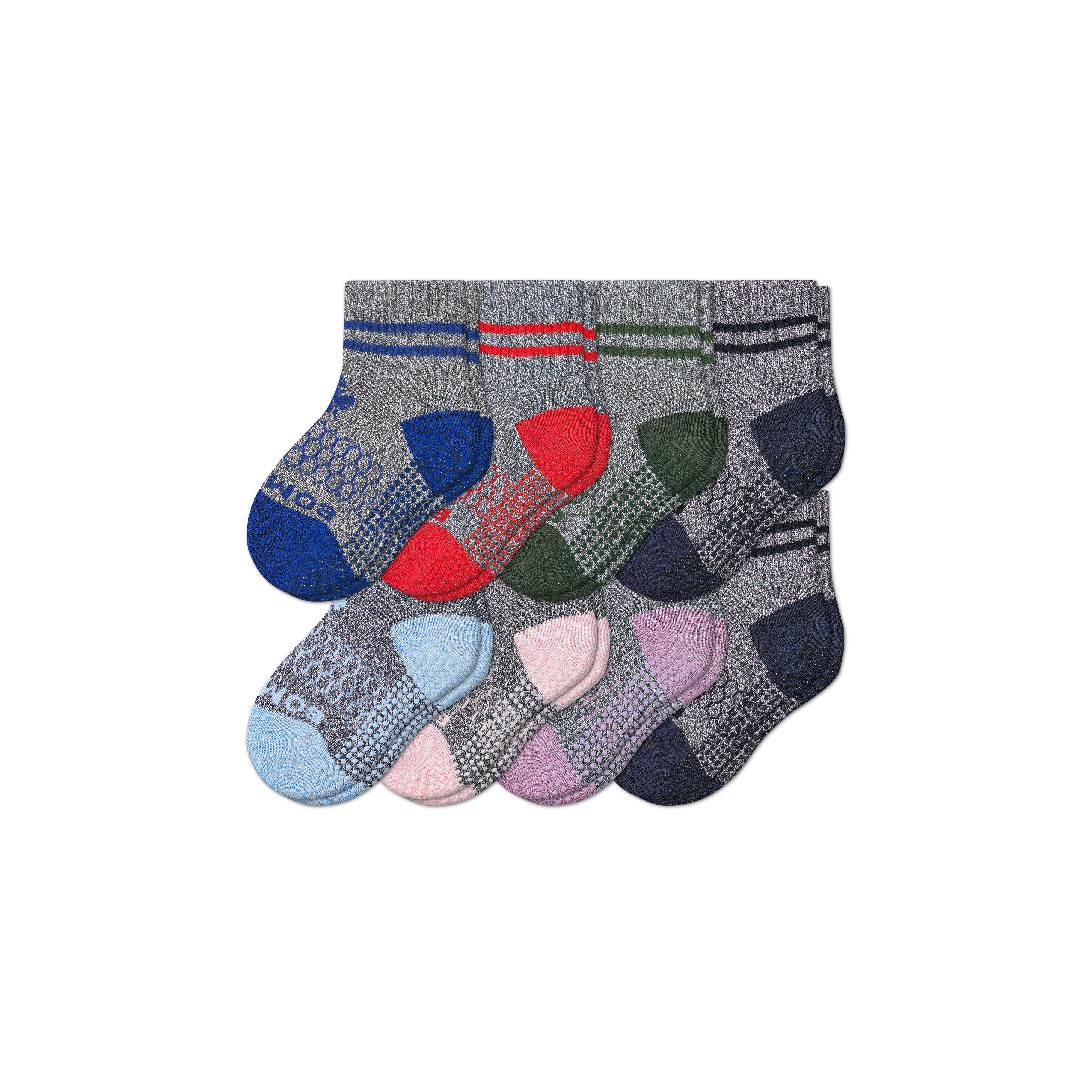 Bombas Toddler Gripper Calf Sock 8-pack In Navy Pink Mix