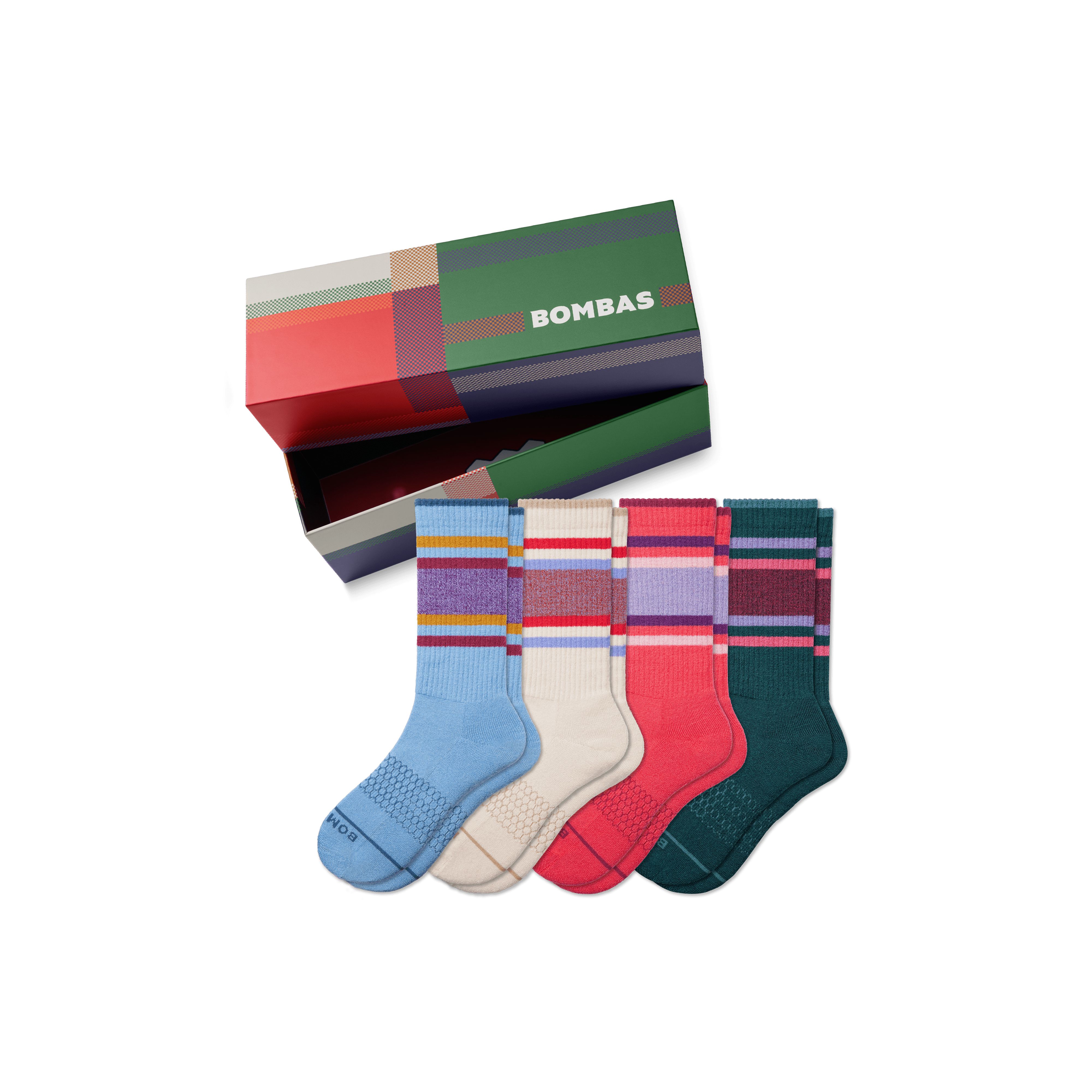 Bombas Merino Wool Blend Calf Sock 4-pack Gift Box In Pink Poppy Mix