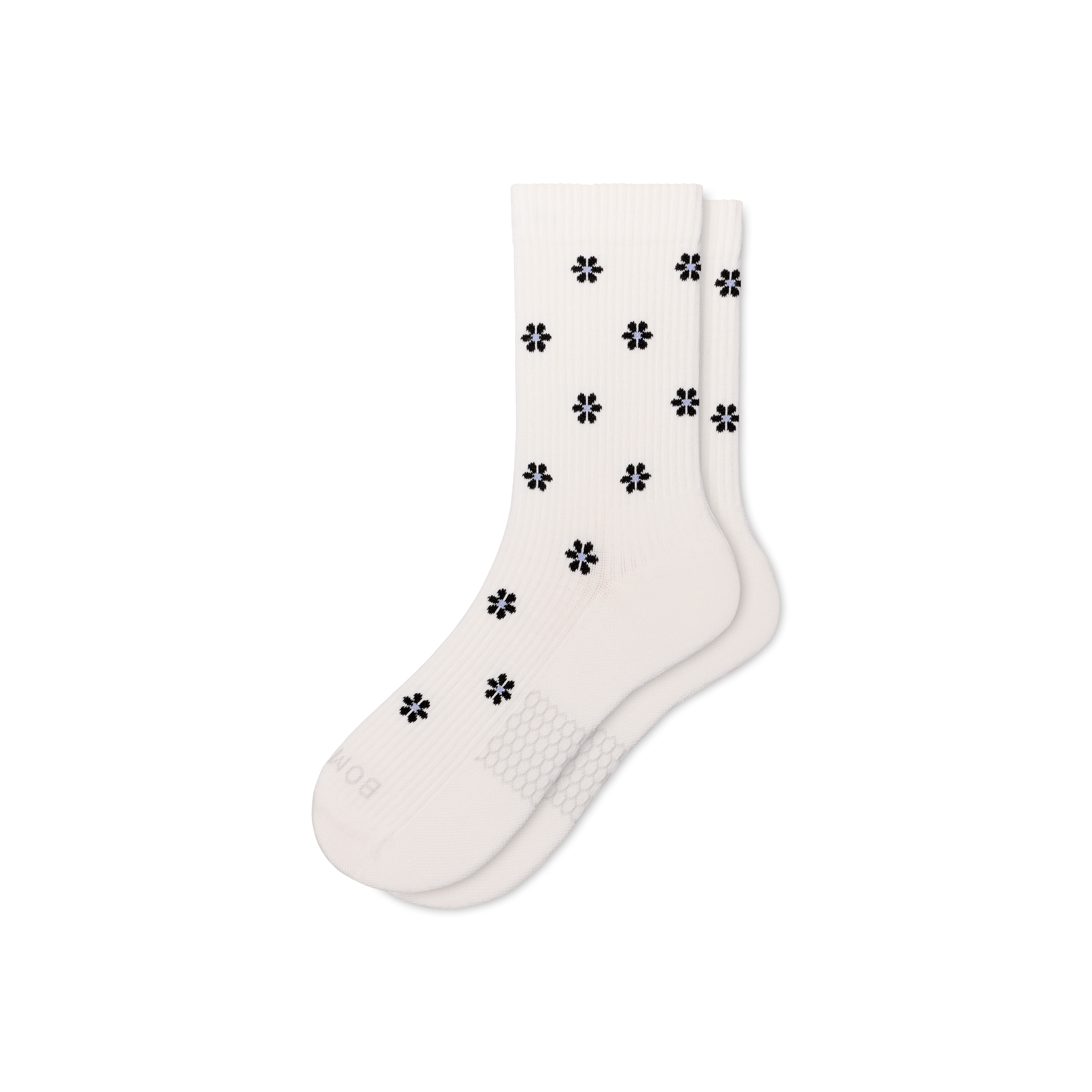 Bombas Daisies Modern Rib Half Calf Socks In White