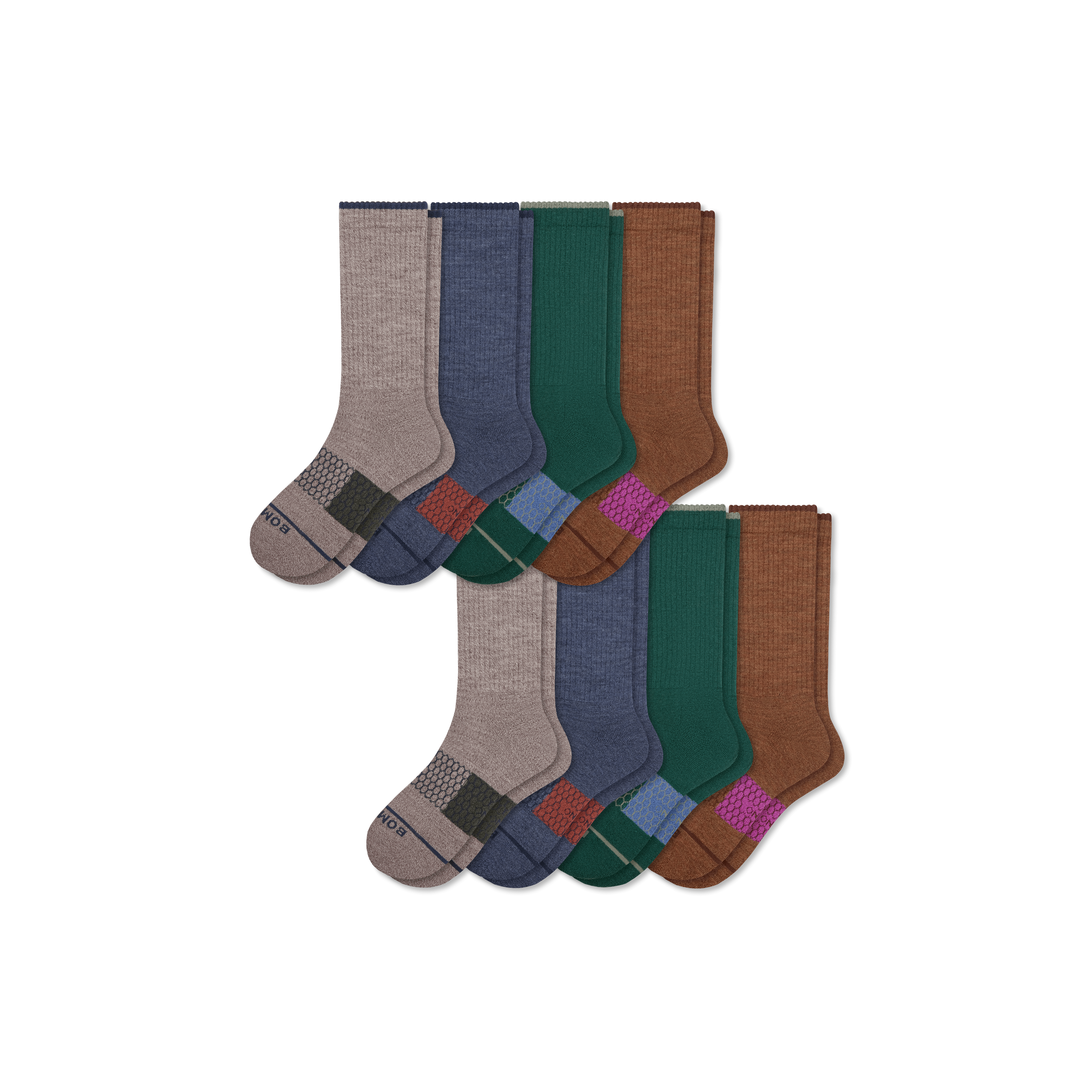 Bombas Merino Wool Blend Calf Sock 8-pack In Forest Navy Mix