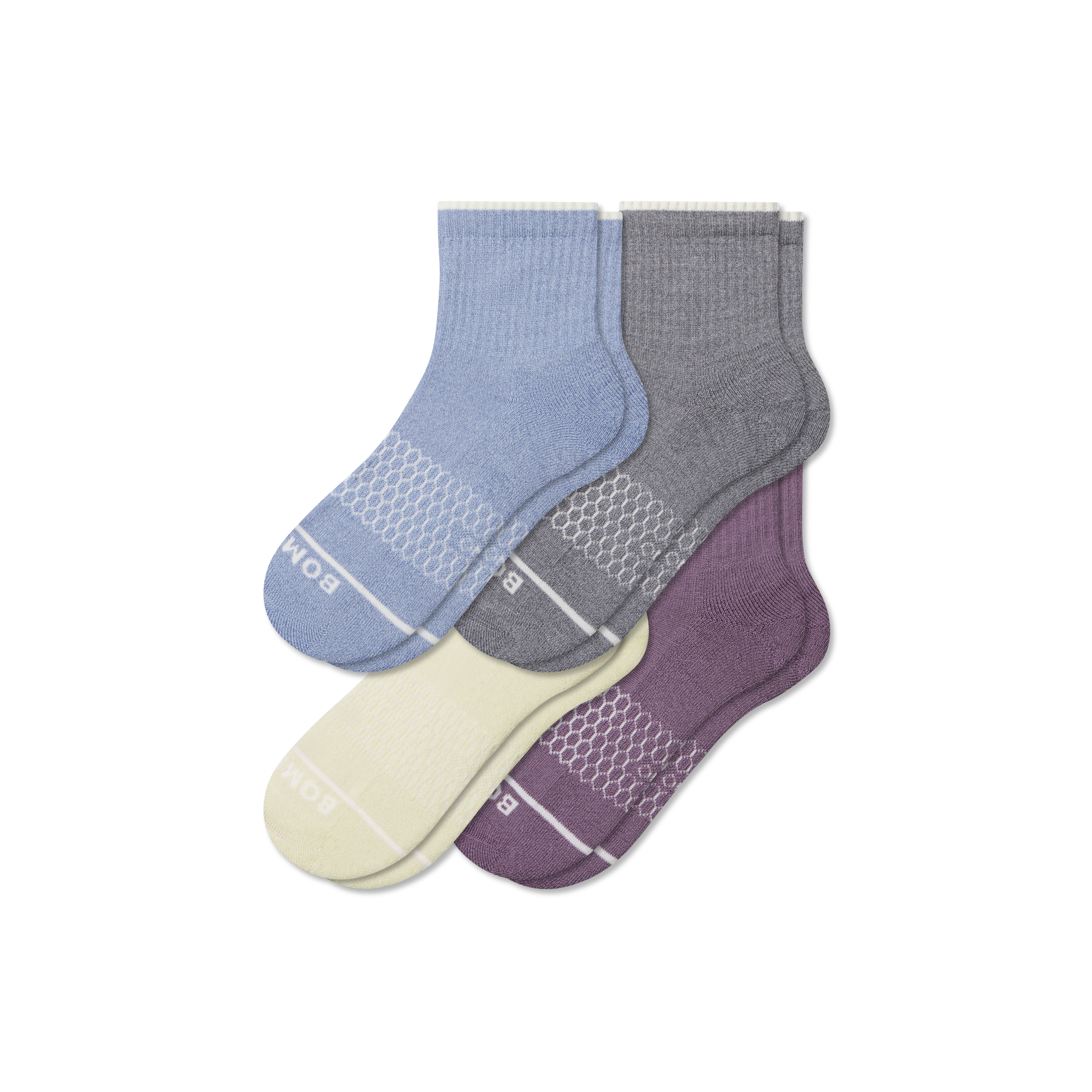 Bombas Merino Wool Blend Quarter Sock 4-pack In Purple
