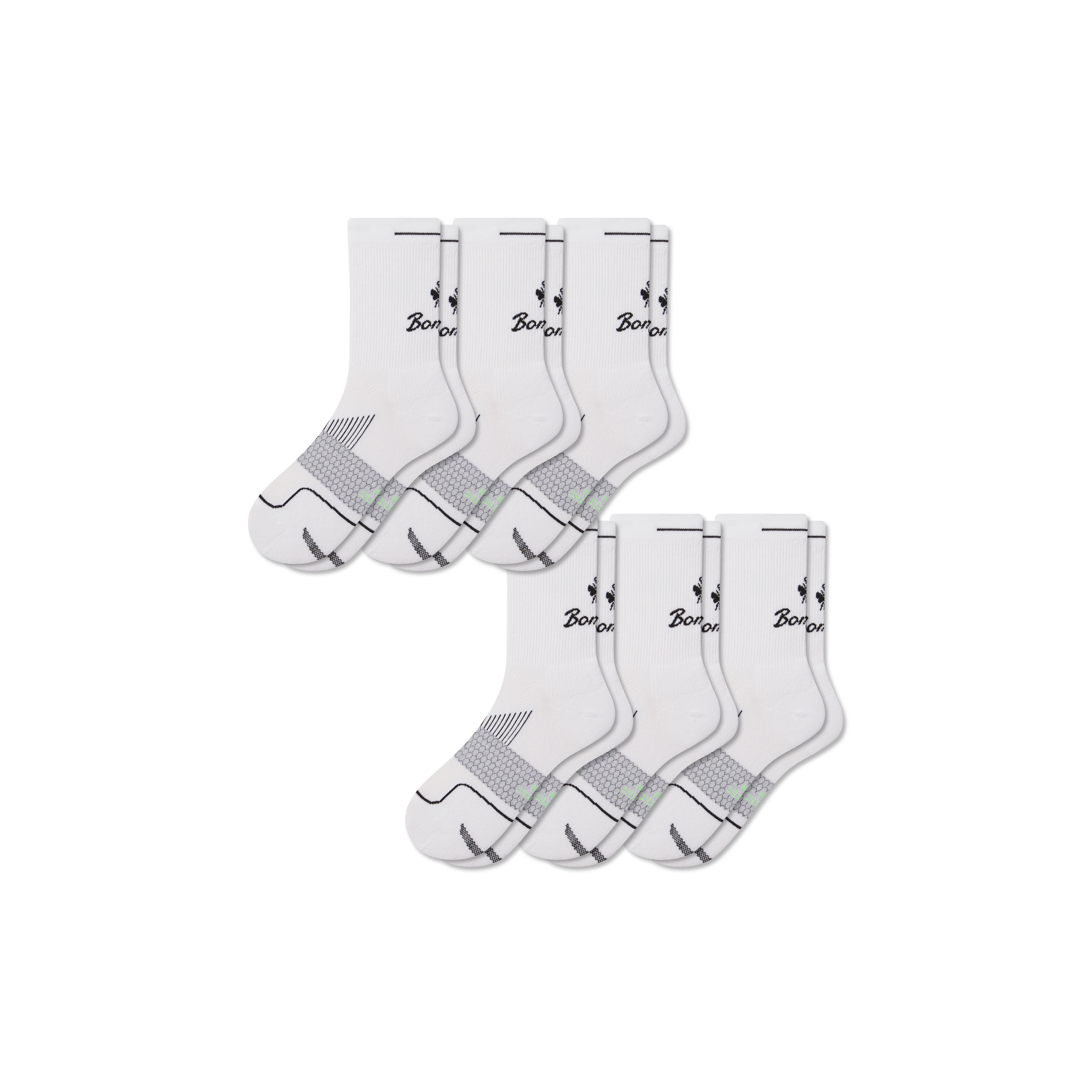 Bombas Running Half Calf Sock 6-pack In White