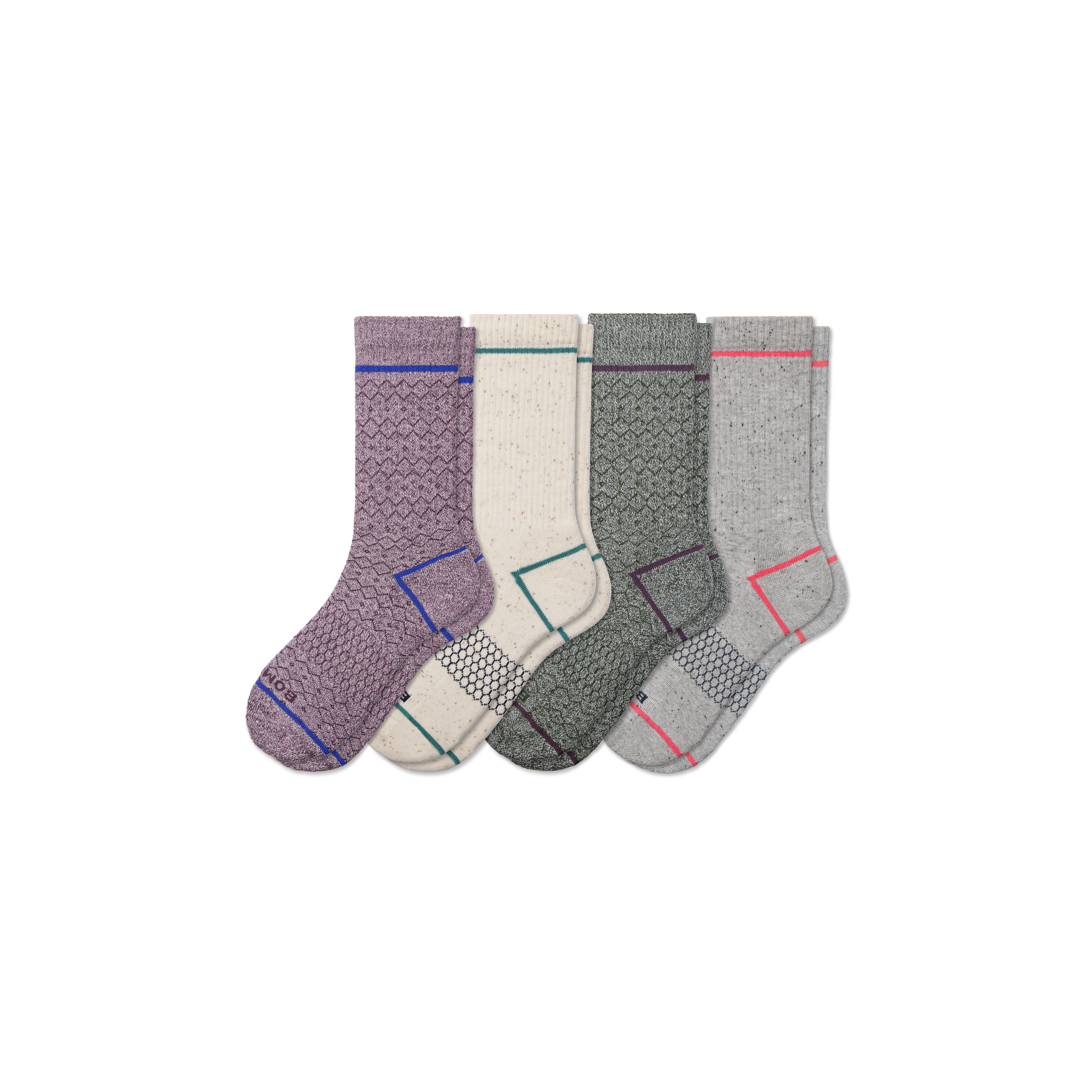 Bombas Holiday Calf Sock 4-pack In Plum Olive Mix