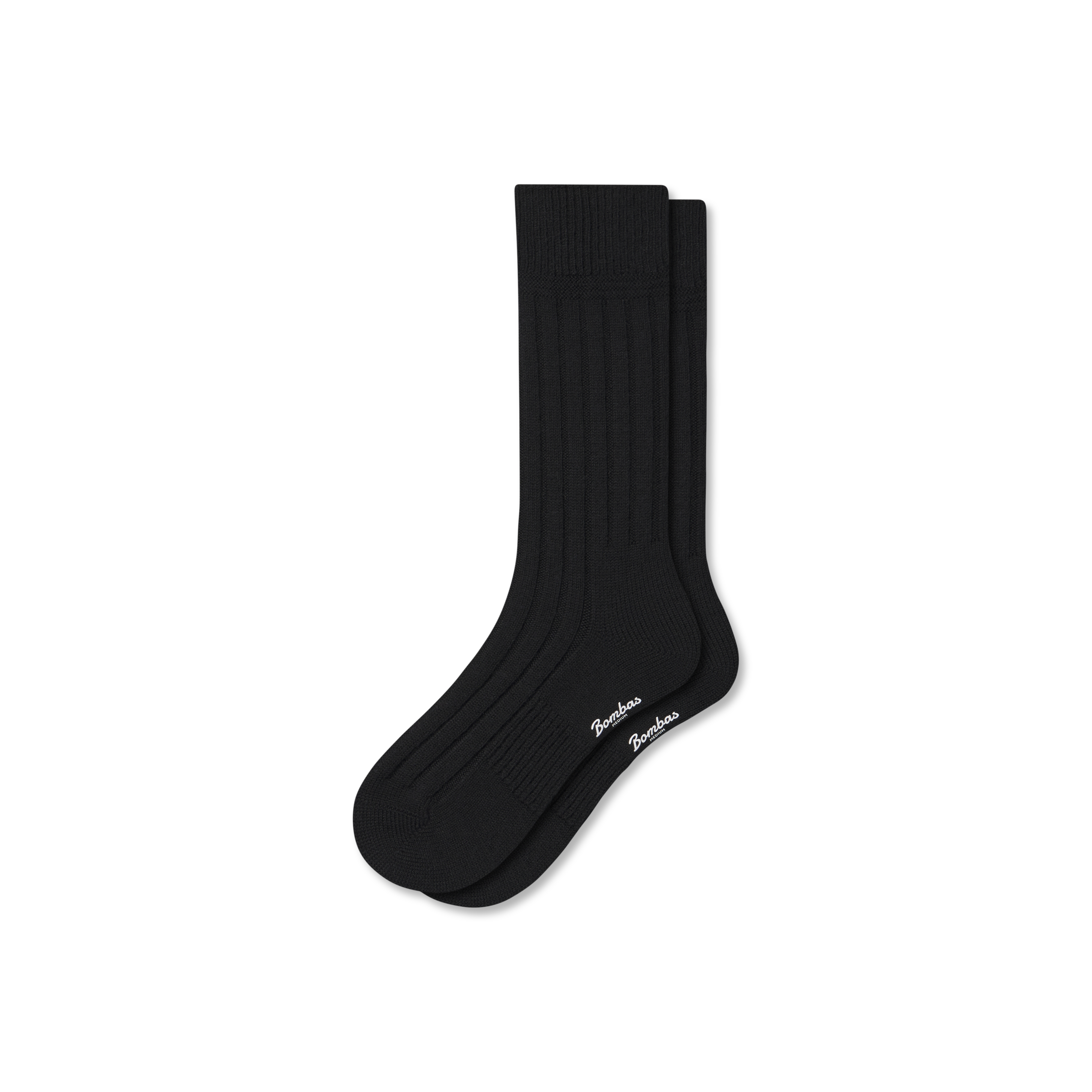 Bombas Merino Cashmere Blend Rib Calf Socks In Black