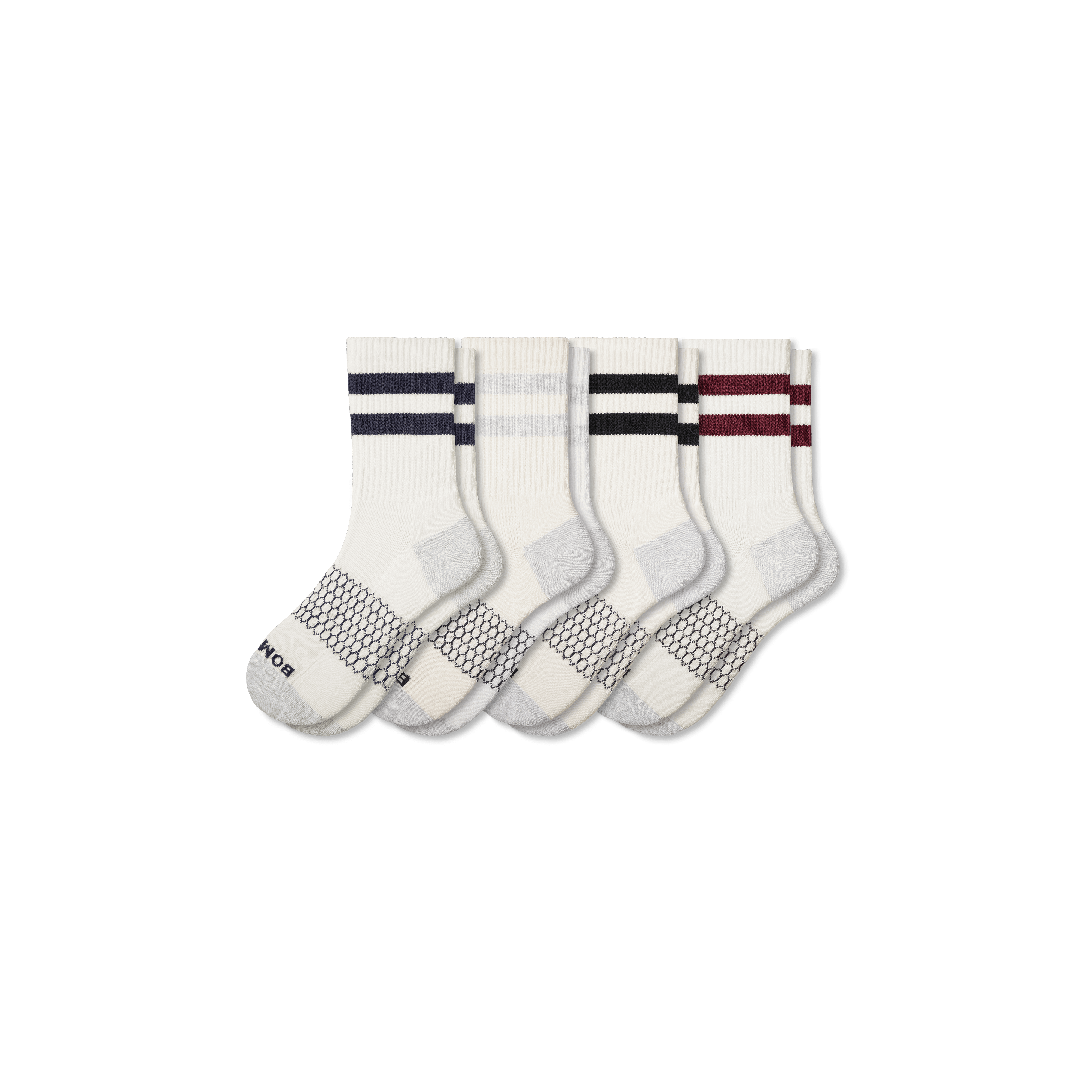 Bombas Vintage Stripes Half Calf Socks 4-pack In Mixed White