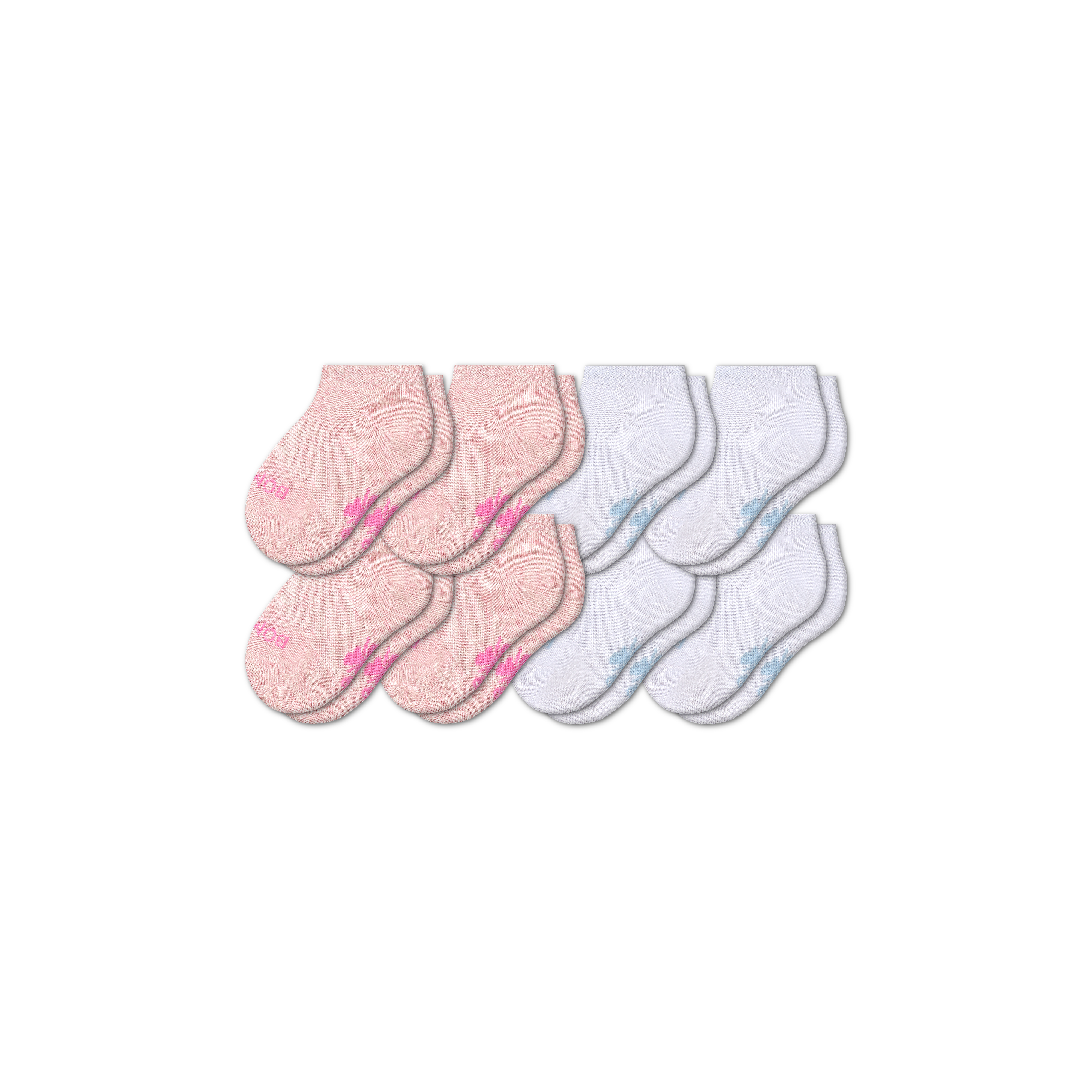 Bombas Toddler Lightweight Ankle Sock 8-pack In Pink White