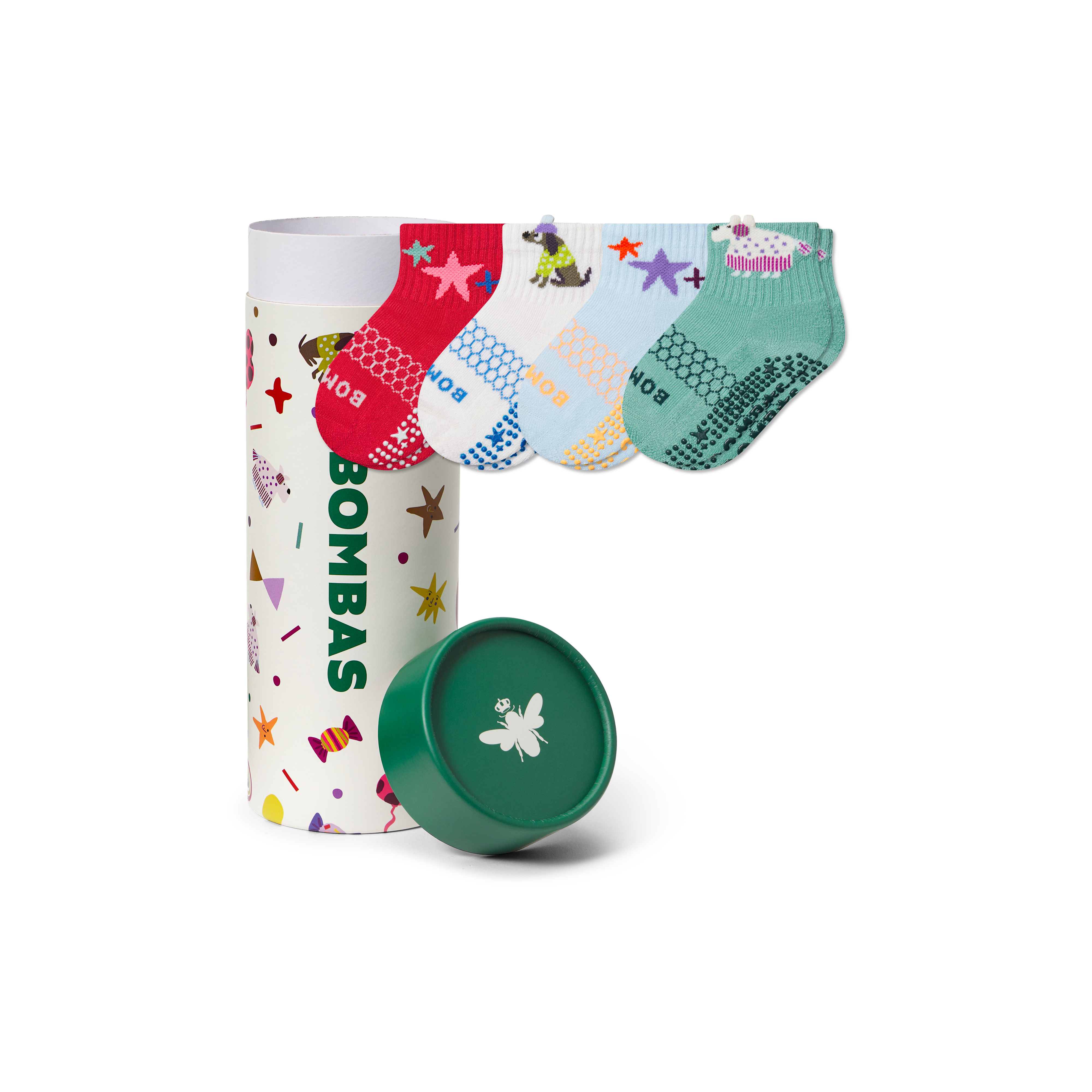 Toddler Holiday Gripper Calf Sock 4-Pack Gift Box