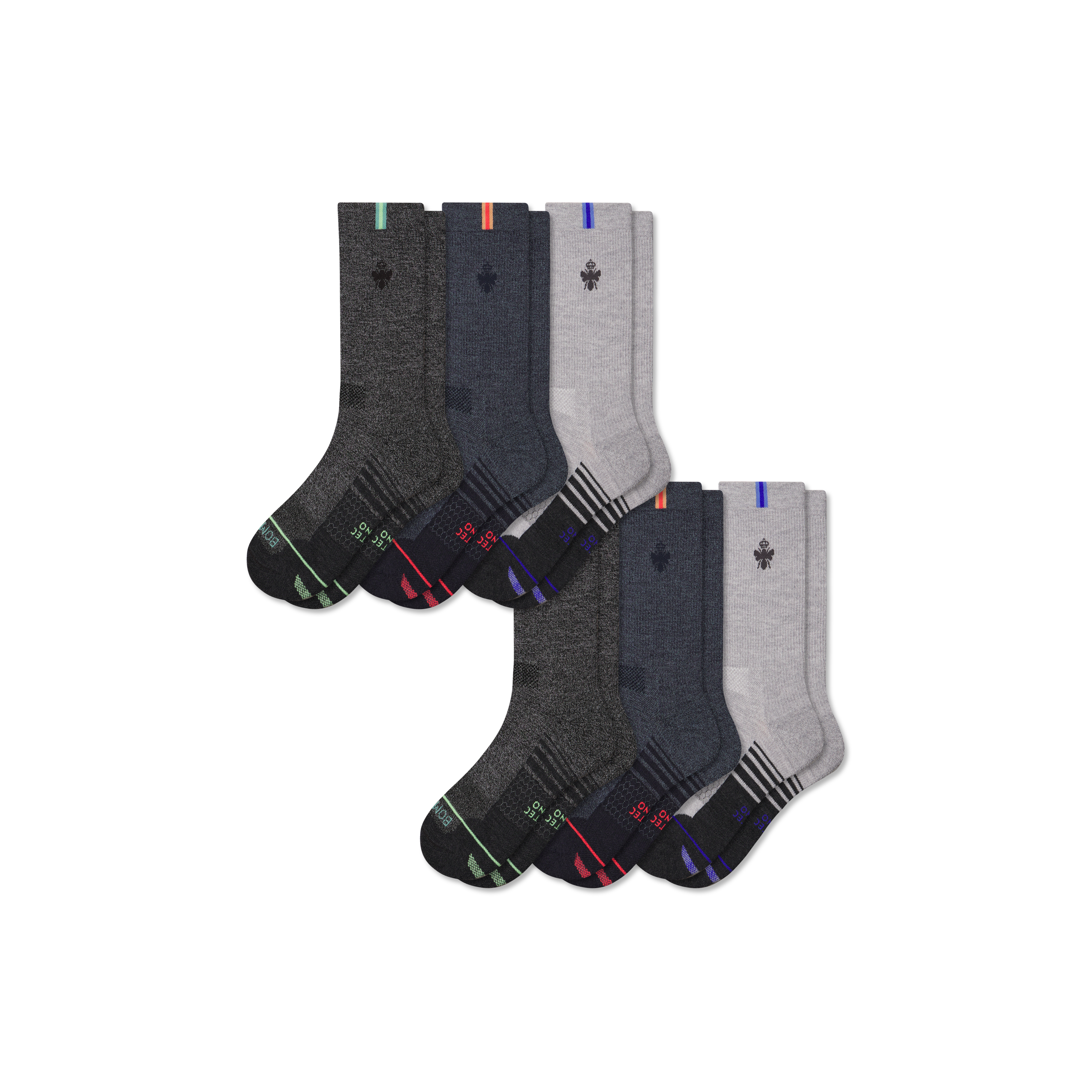 Men's Merino Wool Blend Athletic Calf Sock 6-Pack