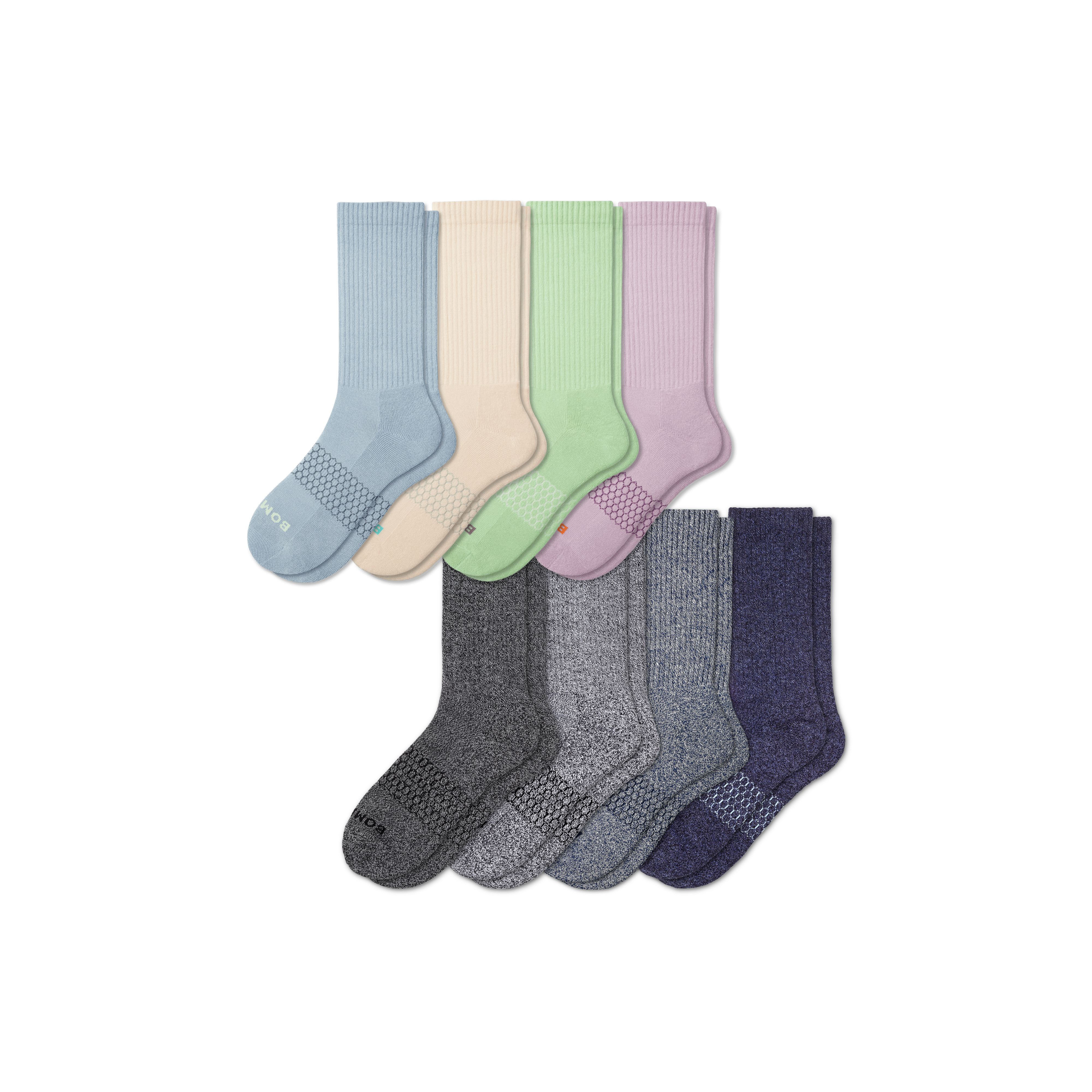Bombas Calf Sock 8-pack In Spearmint Marls Mix