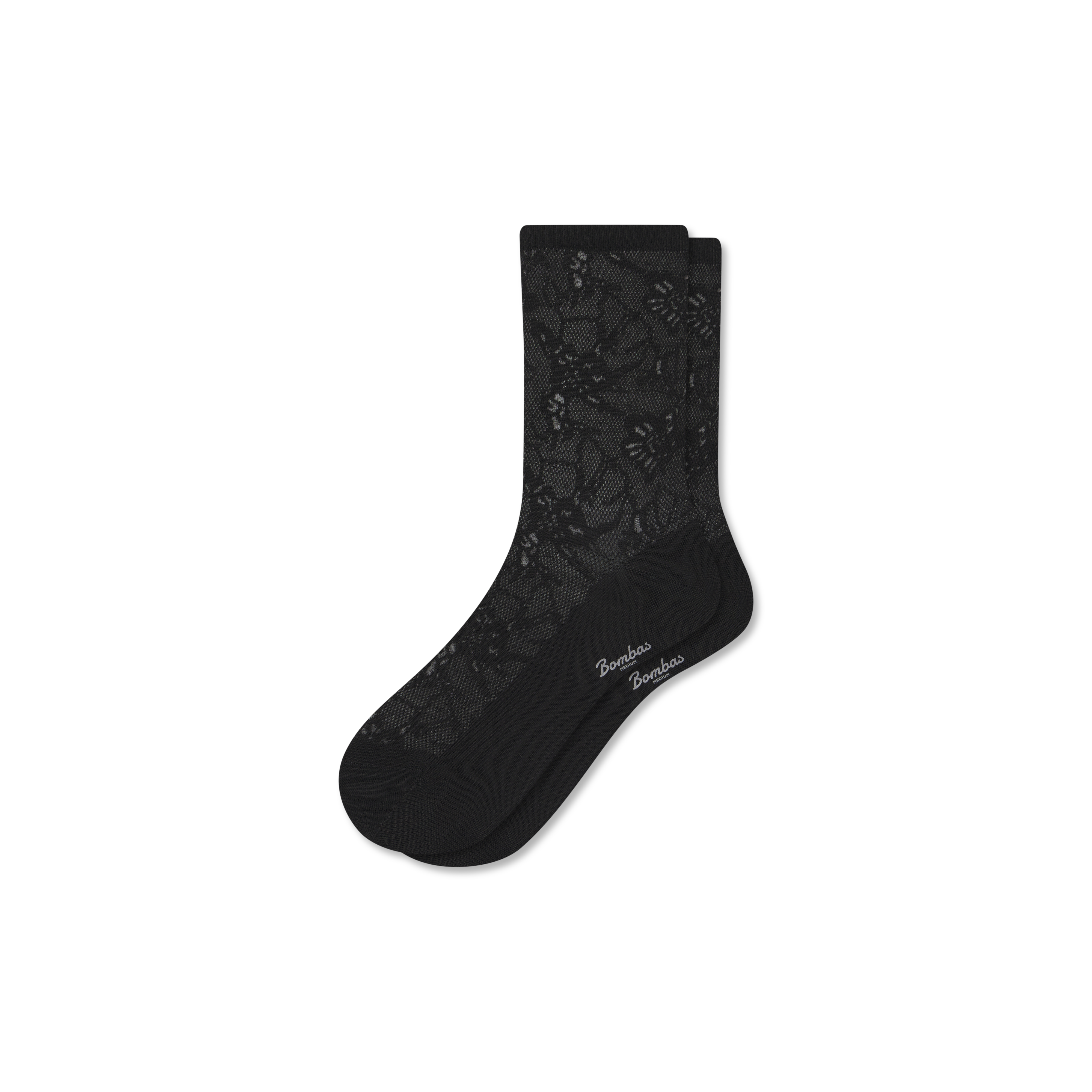 Bombas Floral Lace Half Calf Socks In Black