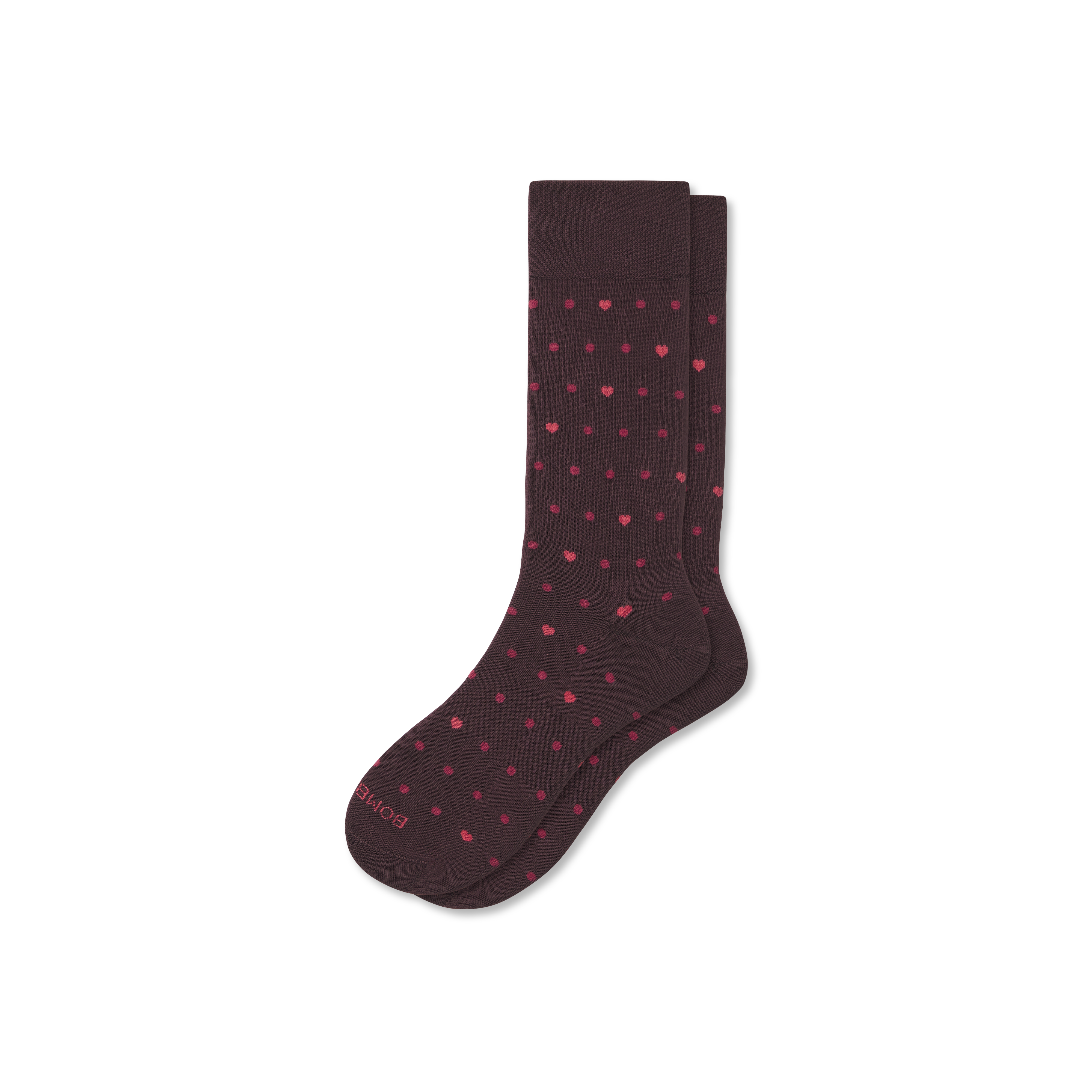 Bombas Hearts Dress Calf Socks In Chocolate Heart