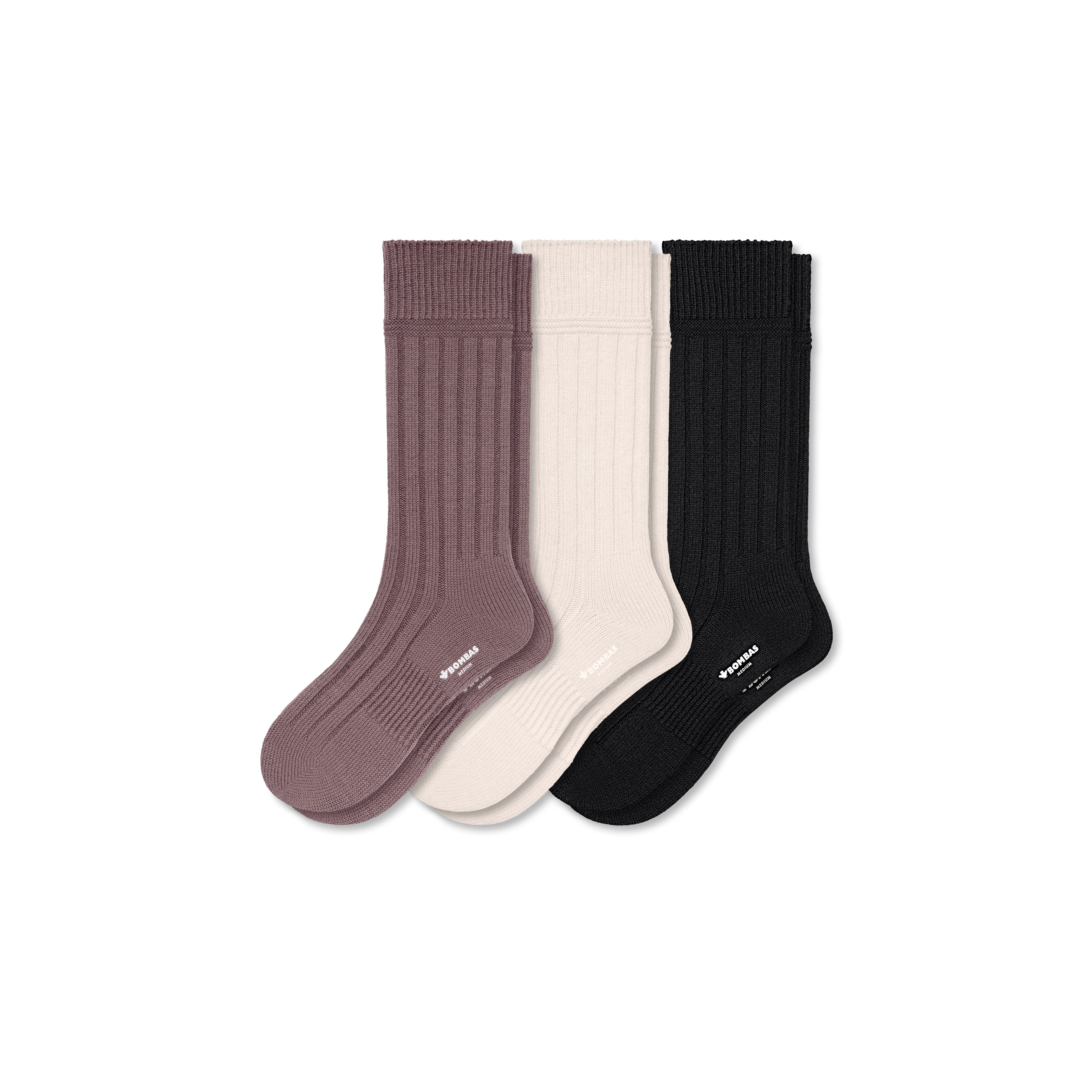 Bombas Merino Cashmere Blend Rib Calf Sock 3-pack In Neutrals Mix