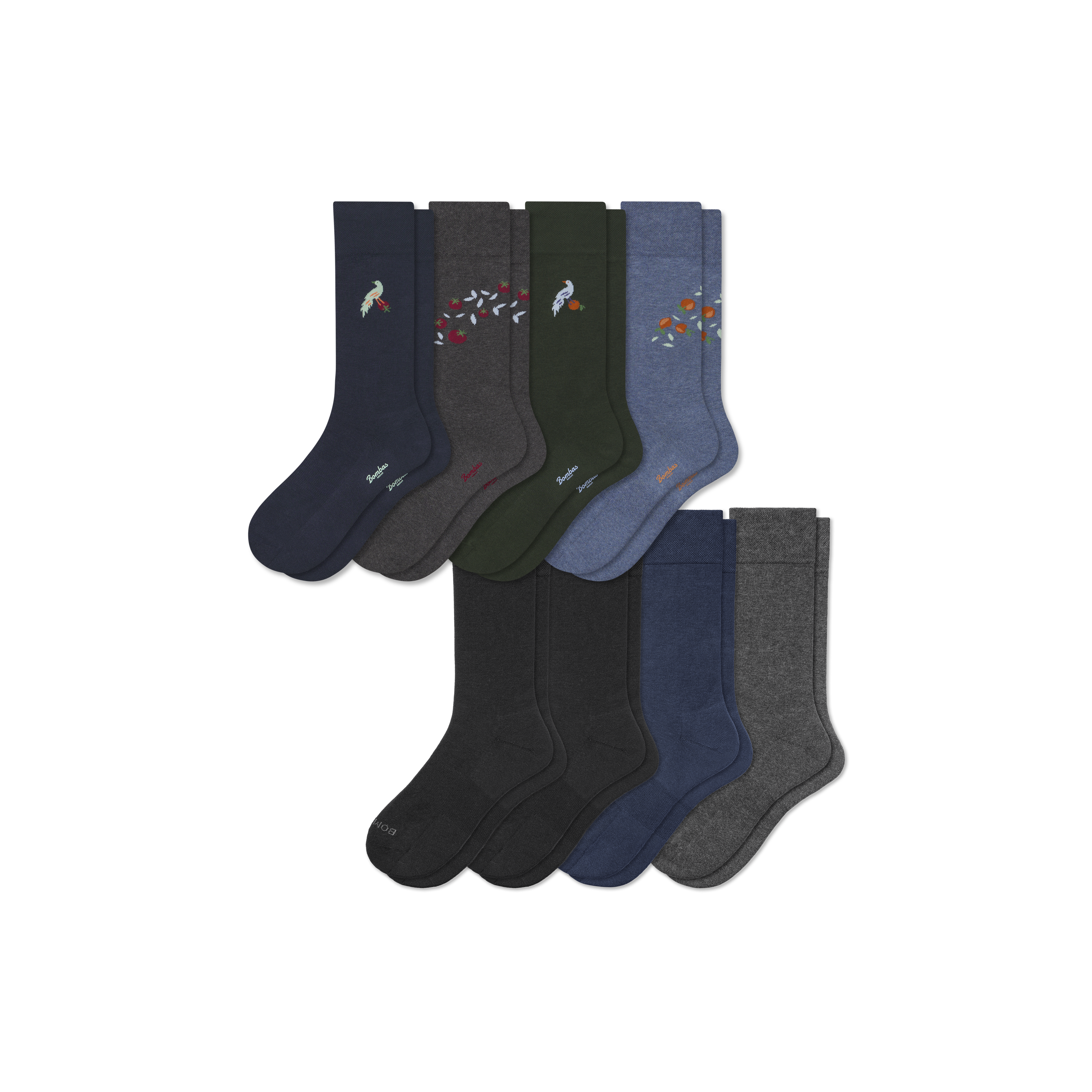 bombas Men's Dress Calf Sock 8-Pack