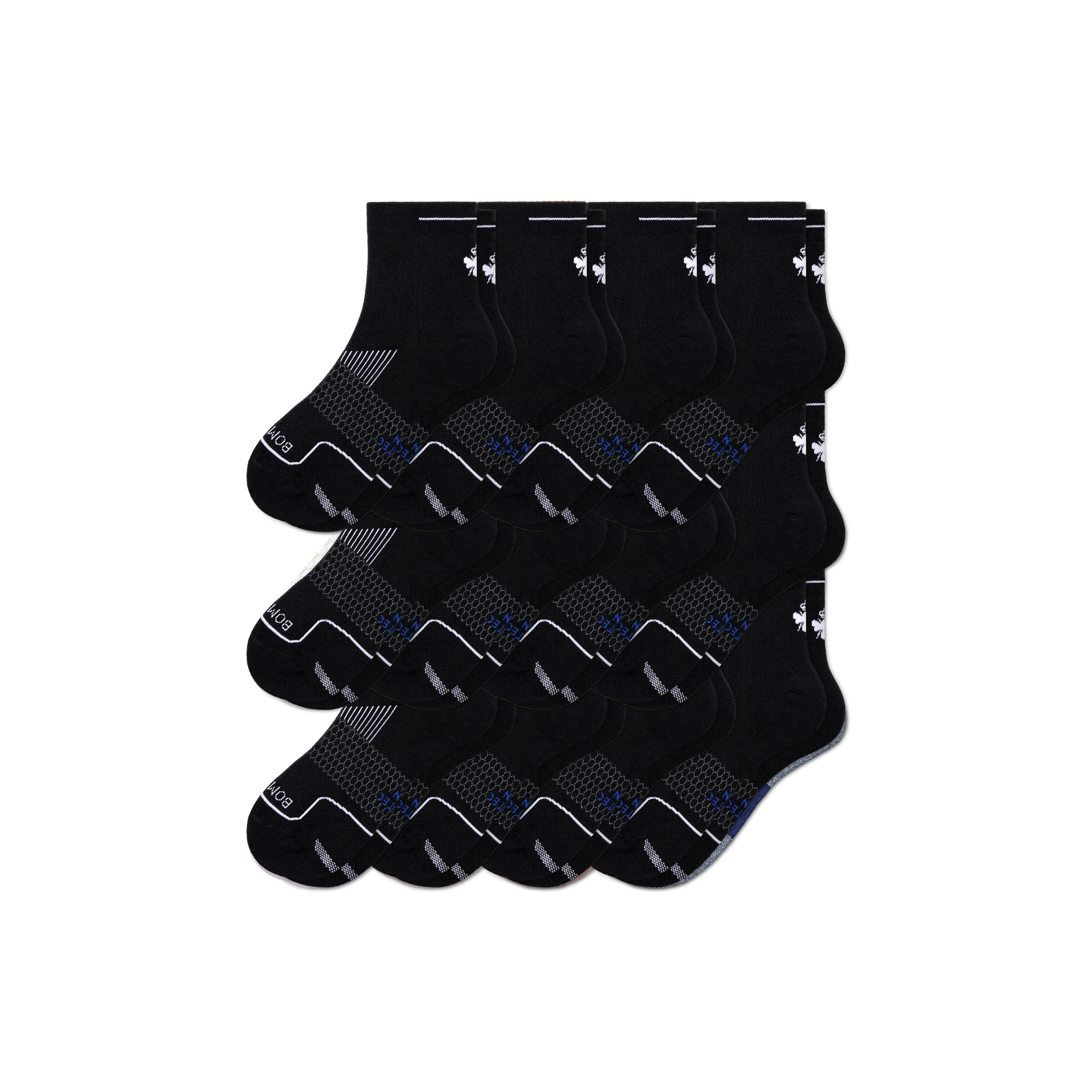 Bombas Running Quarter Sock 12-pack In Black