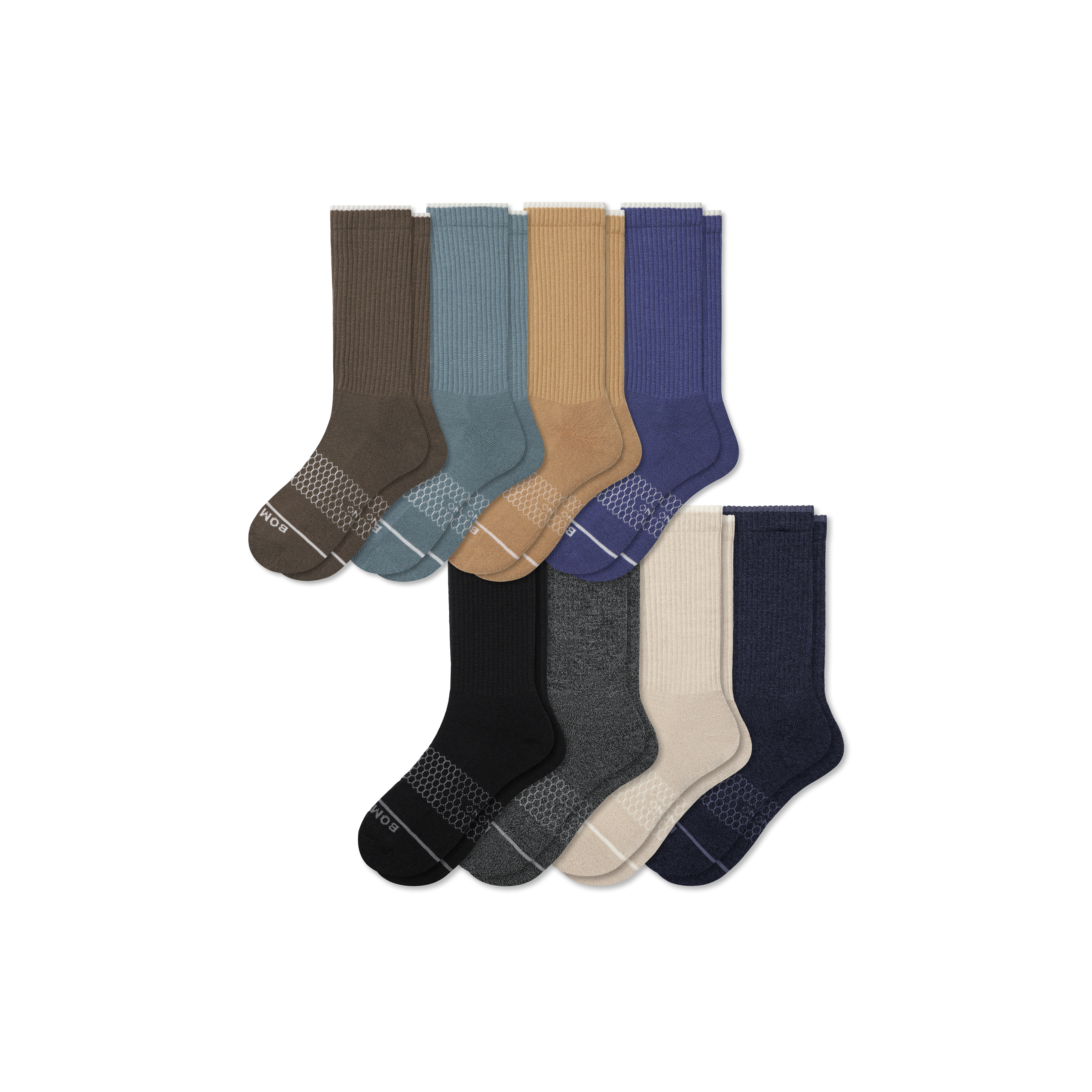 Bombas Merino Wool Blend Calf Sock 8-pack In Navy Oak Mix