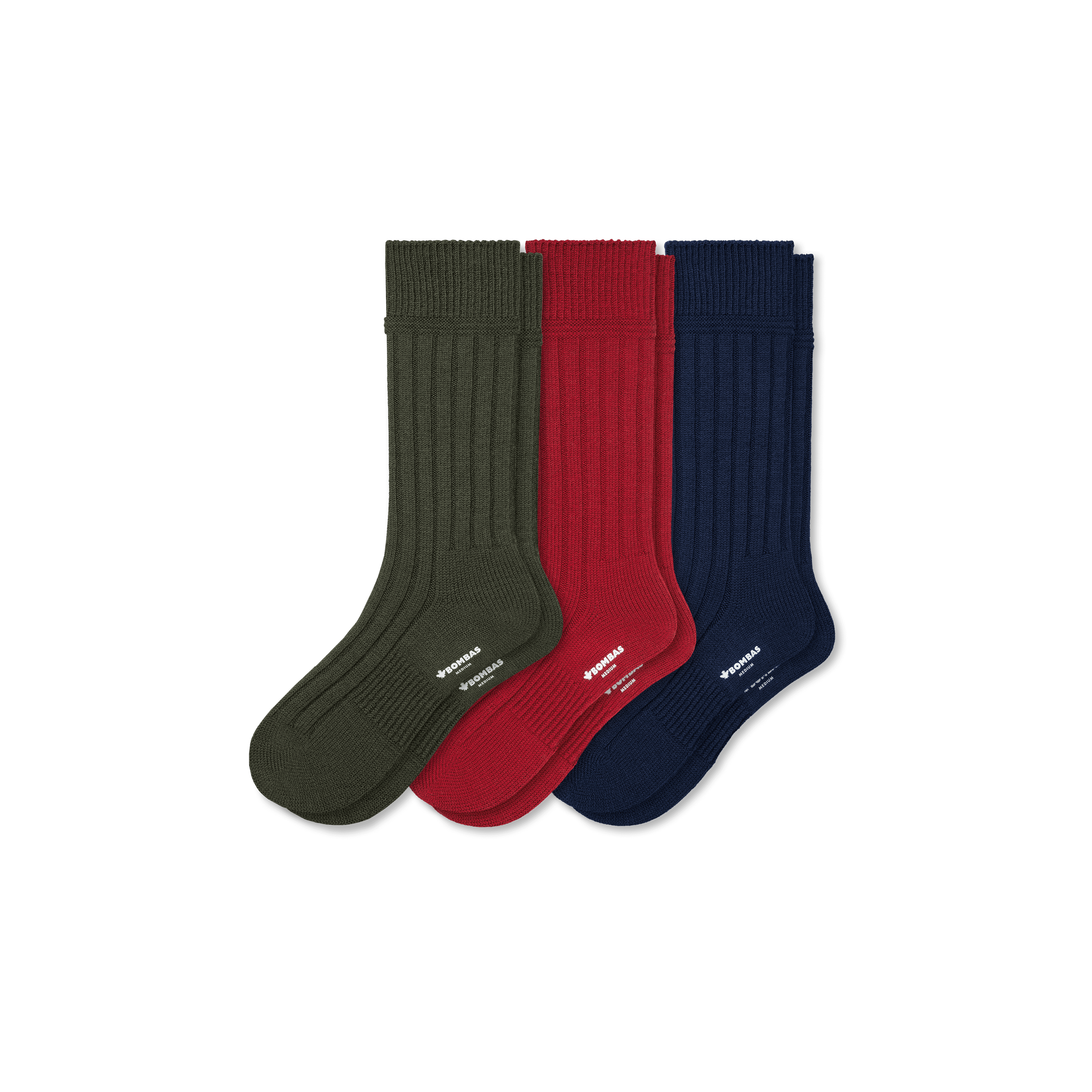 Shop Bombas Merino Cashmere Blend Rib Calf Sock 3-pack In Navy Crimson Mix