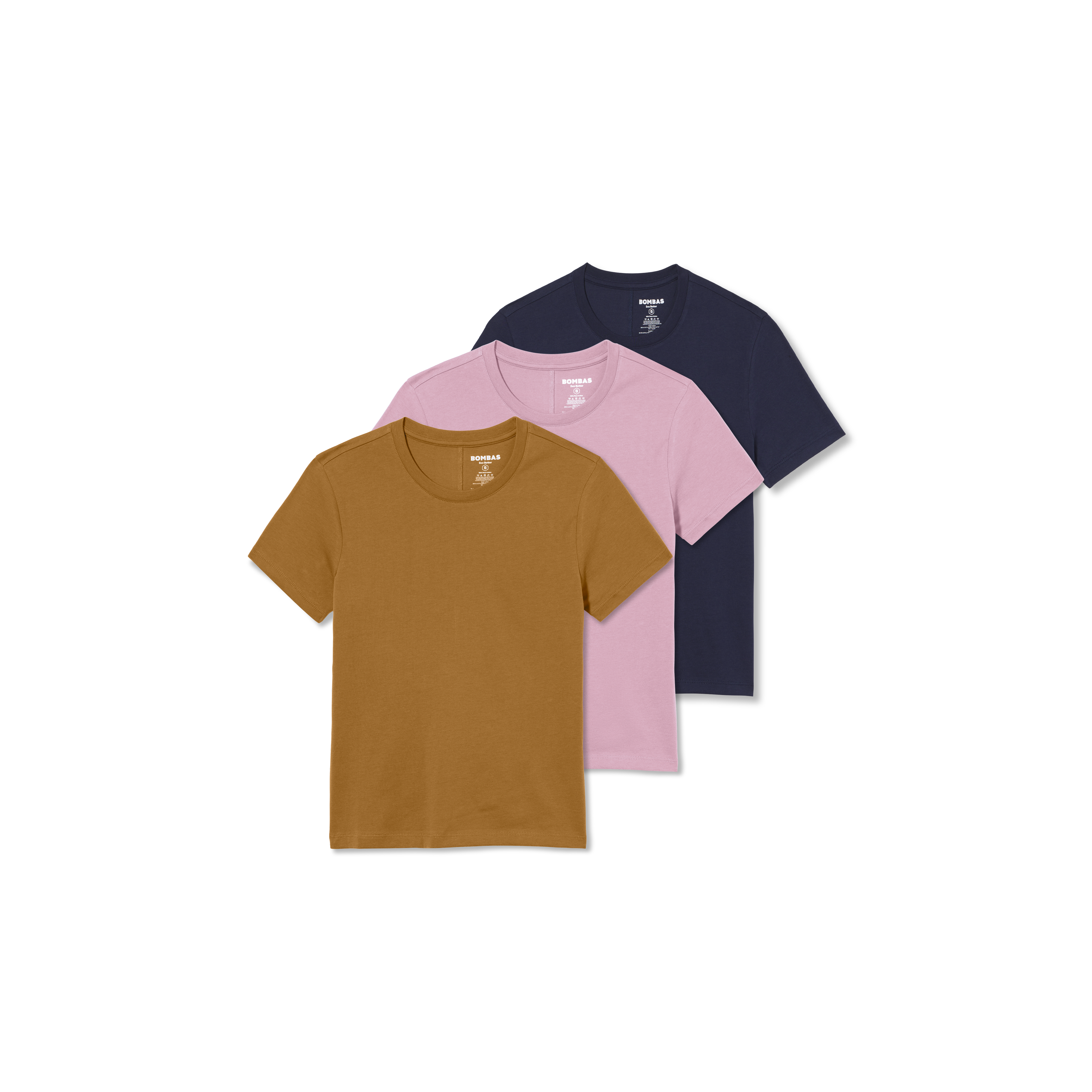 bombas Women's Pima Cotton Slim Crew Neck T-Shirt 3-Pack