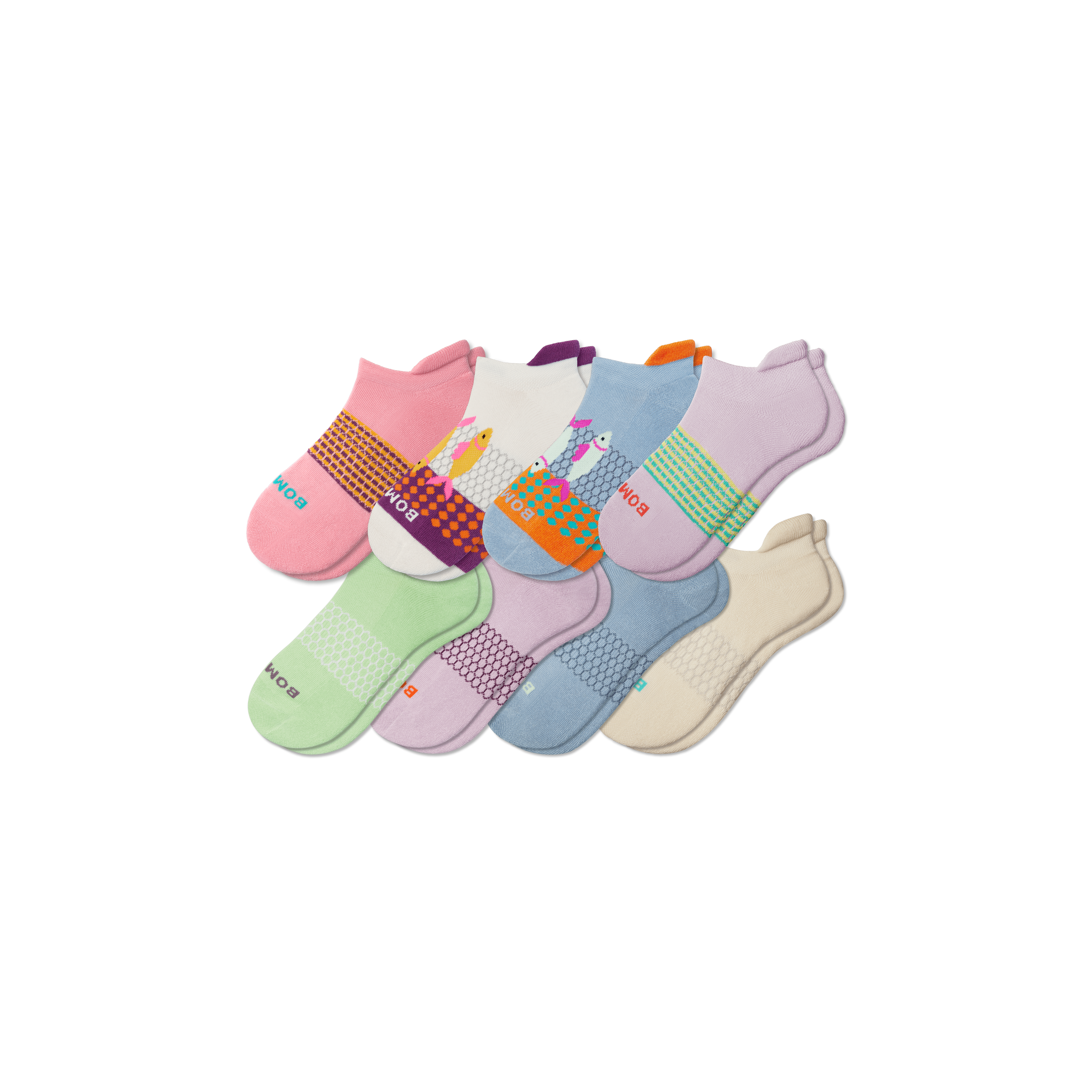 Bombas Ankle Sock 8-pack In Pink Lotus Solids Mix